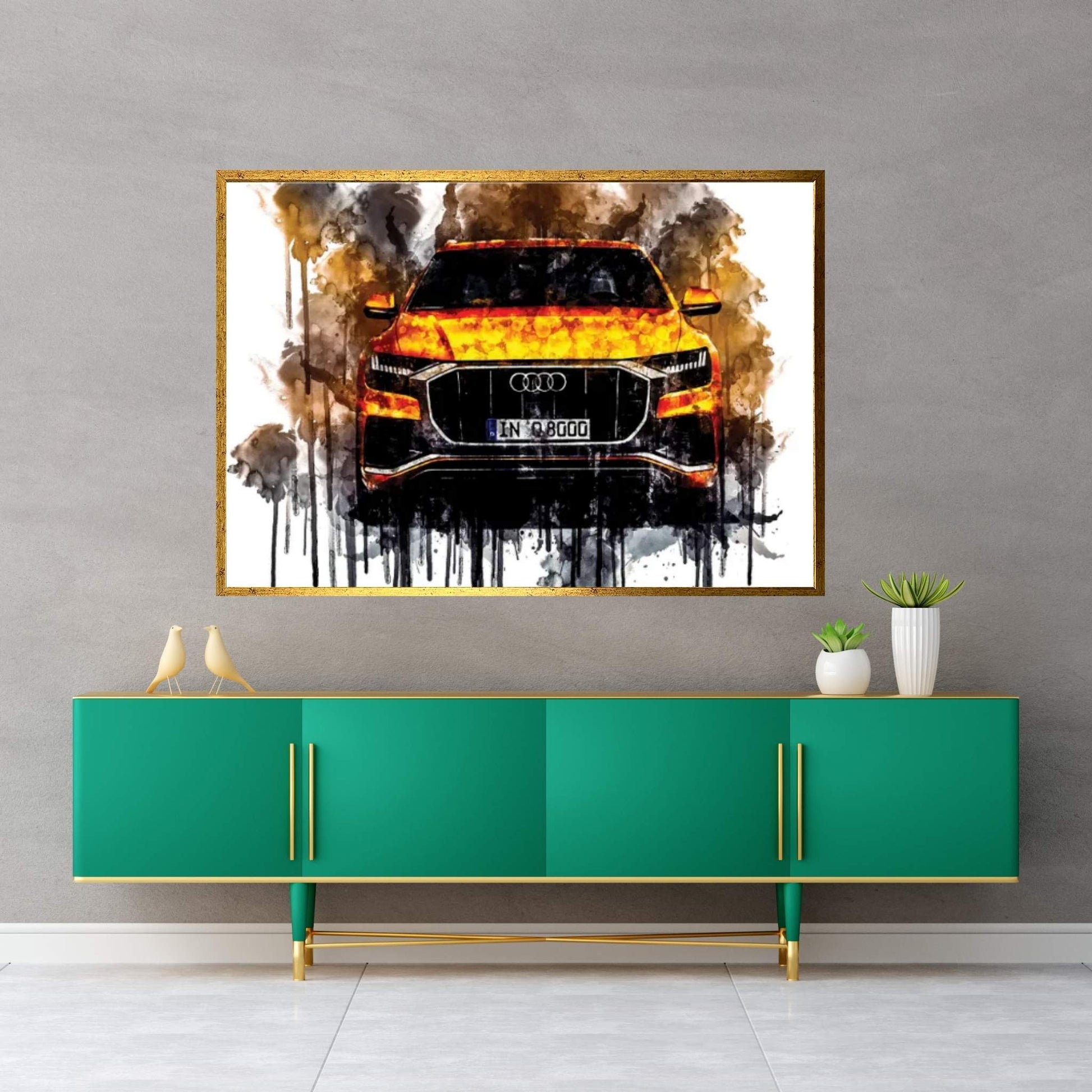 Car 2018 Audi Q8 50 TDI Quattro S Line Canvas Wall Art - Y Canvas