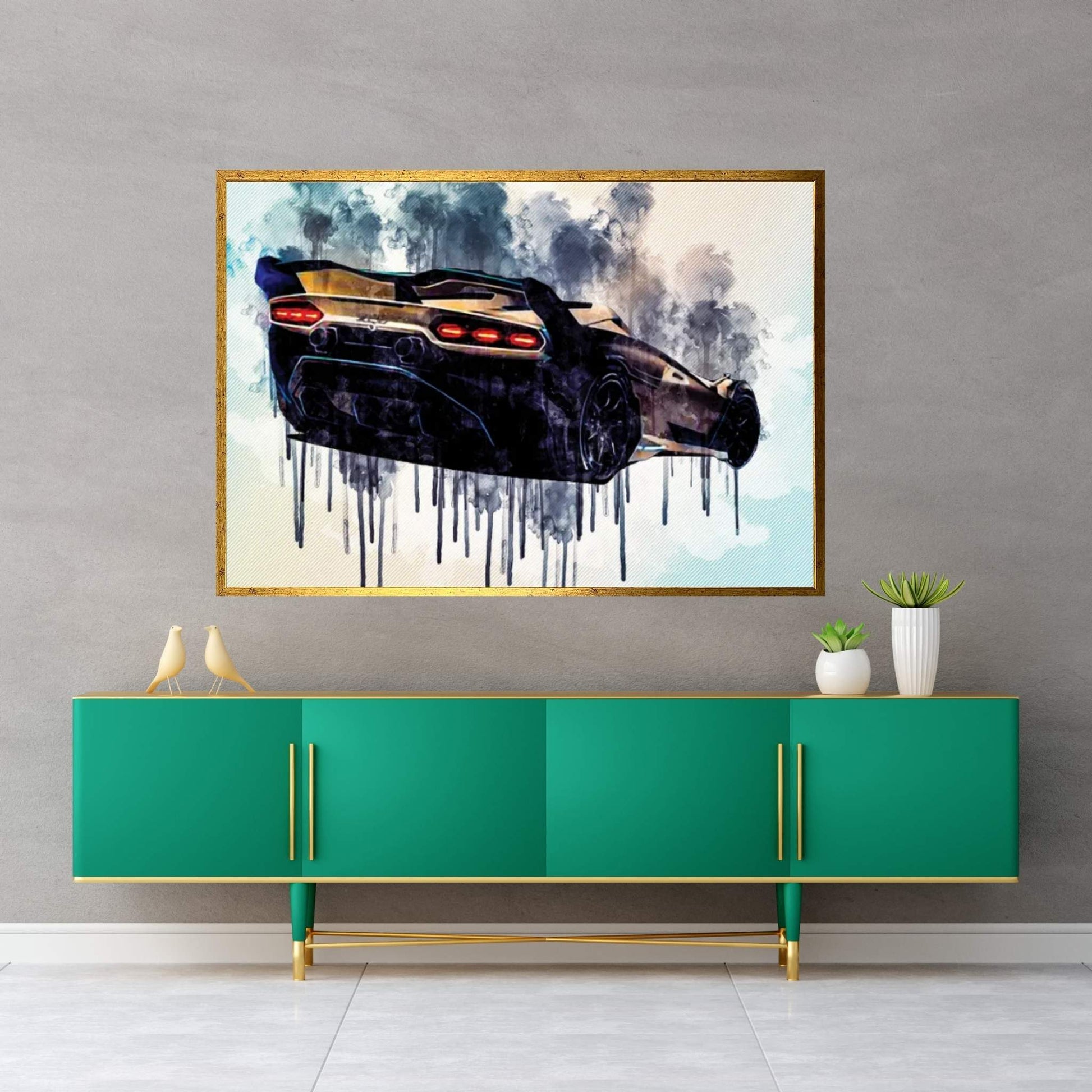 Lamborghini Sc20 2020 Rear View Hypercar New Sc20 Racing Cars Canvas Wall Art - Y Canvas