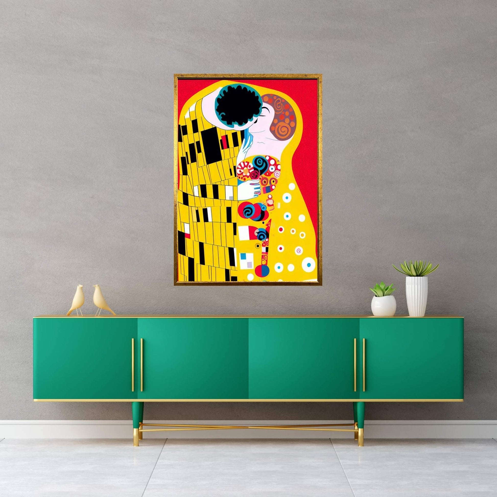 Gustav Klimt's The Kiss: Canvas Wall Art Reproduction Home Decor - Y Canvas