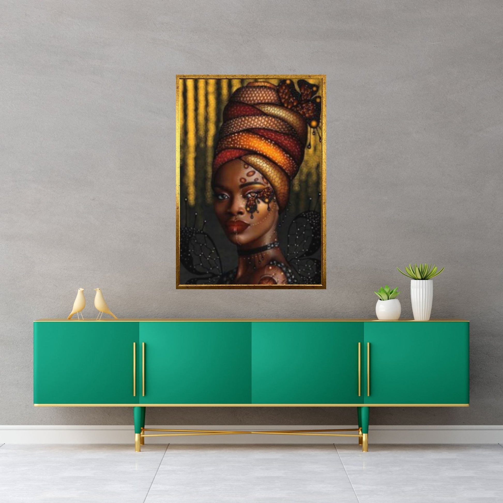 African Art Wall Decor, African Woman Makeup Wall Art, Abstract Canvas Art - Y Canvas