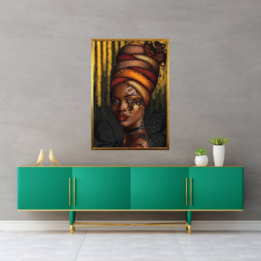 African Art Wall Decor, African Woman Makeup Wall Art, Abstract Canvas Art - Y Canvas