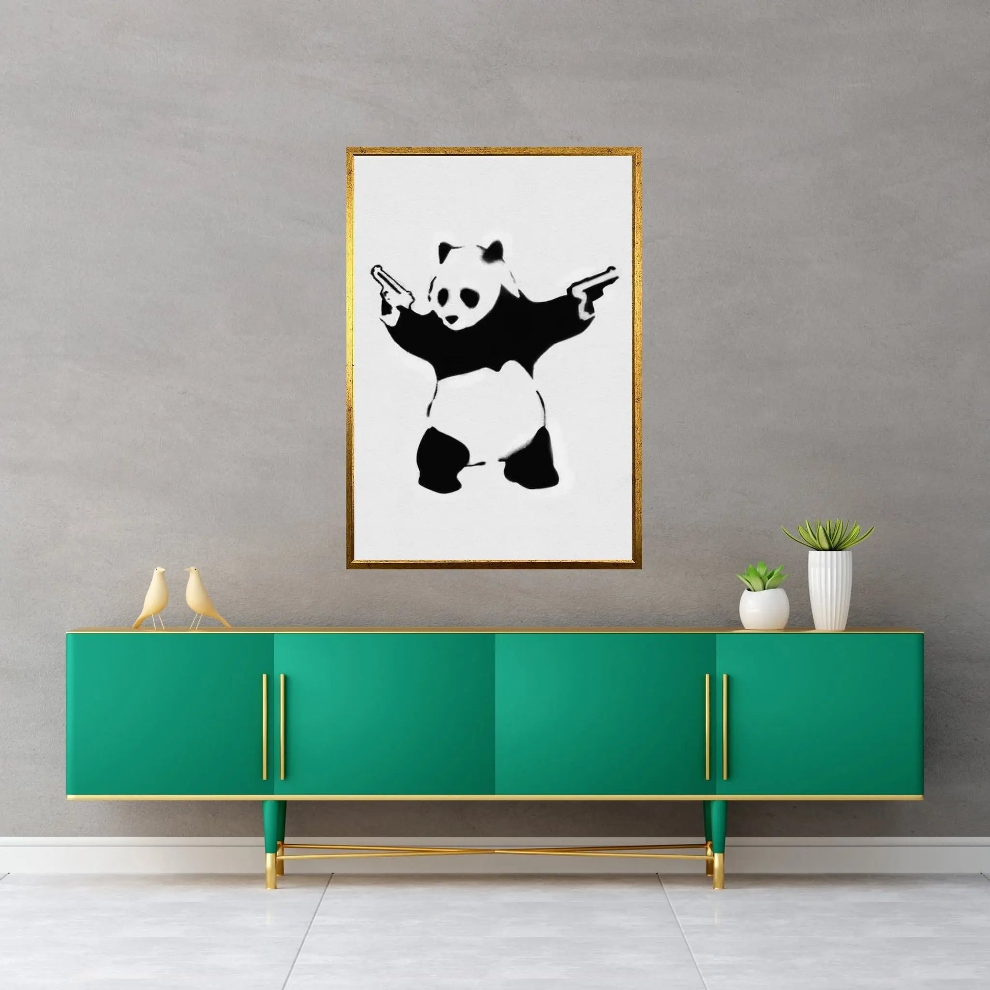 Panda With Guns Canvas Wall Art - Y Canvas