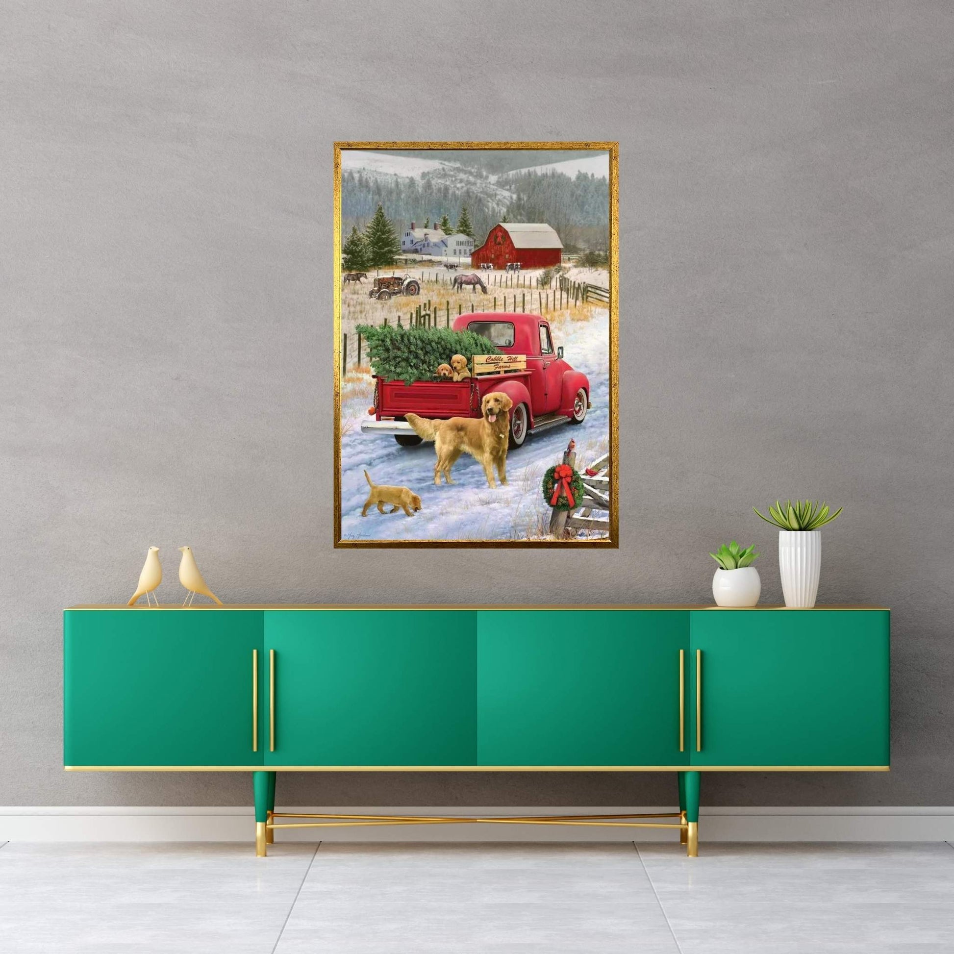 Christmas On The Farm Canvas Wall Art - Y Canvas