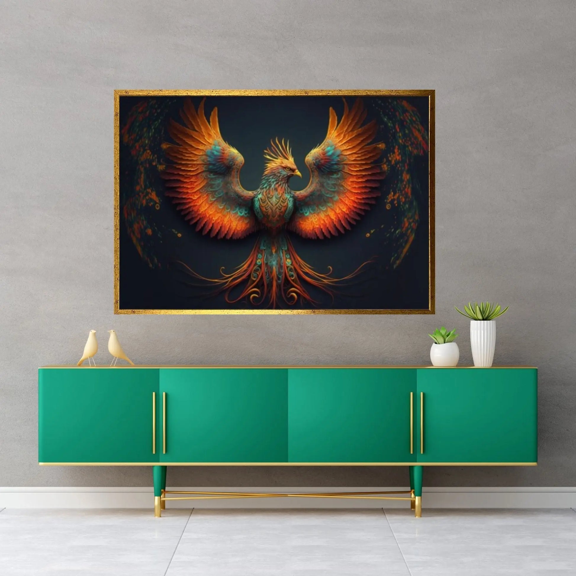 War Bird Mythological Red Bird Legendary Bird Canvas Wall Art - Y Canvas