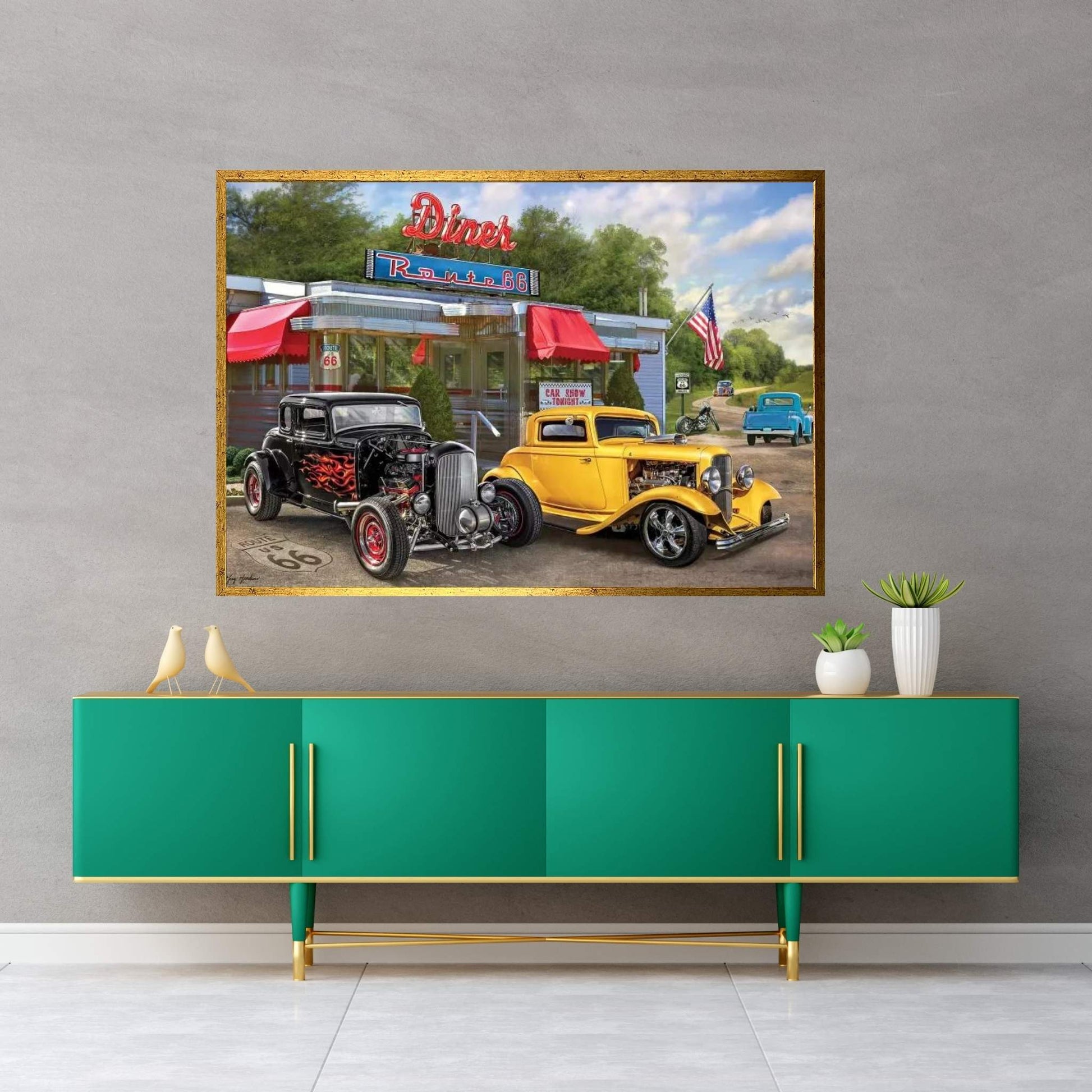 Nostalgic America Diner Canvas Wall Art - Y Canvas