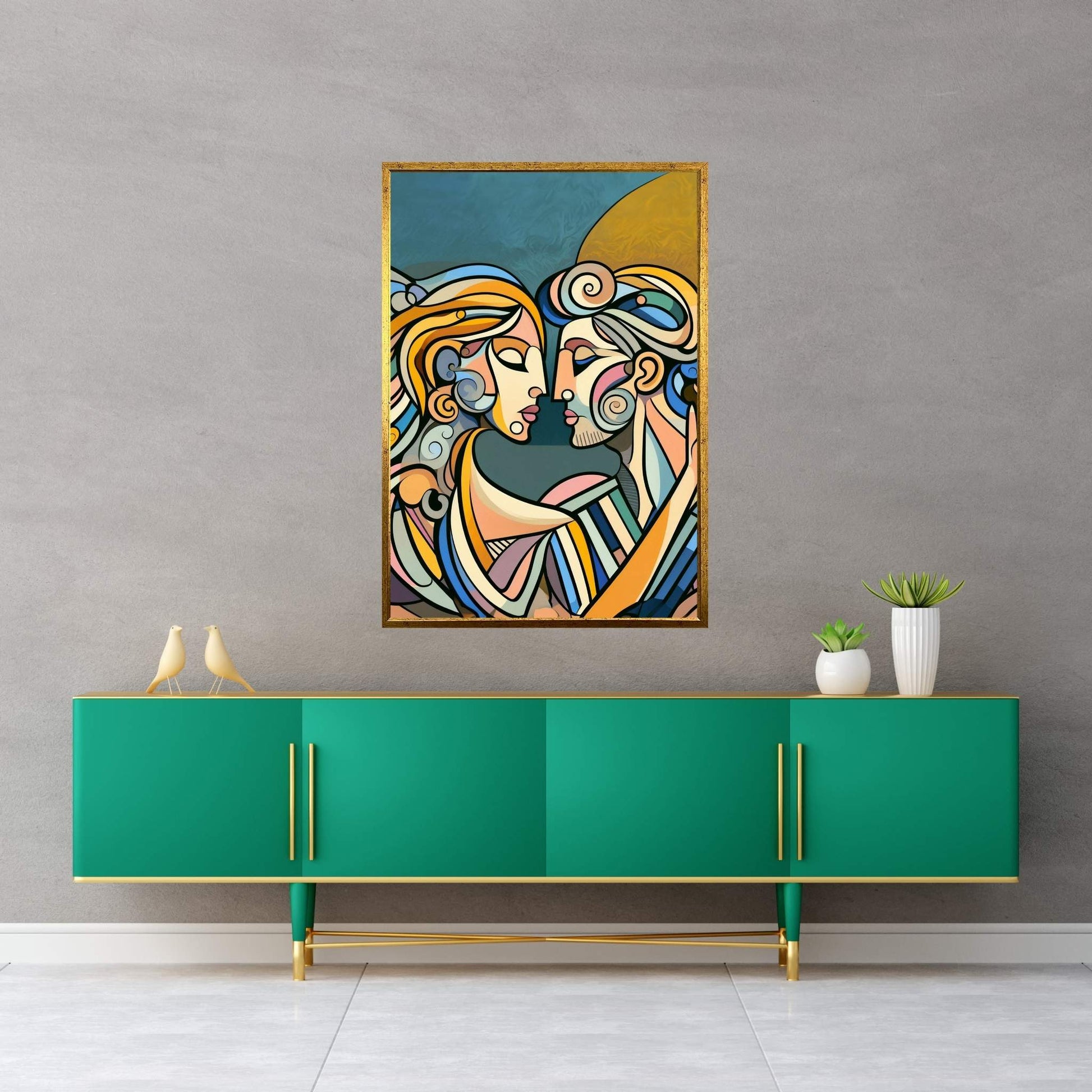 Love Couple Picasso Style Canvas Wall Art - Y Canvas