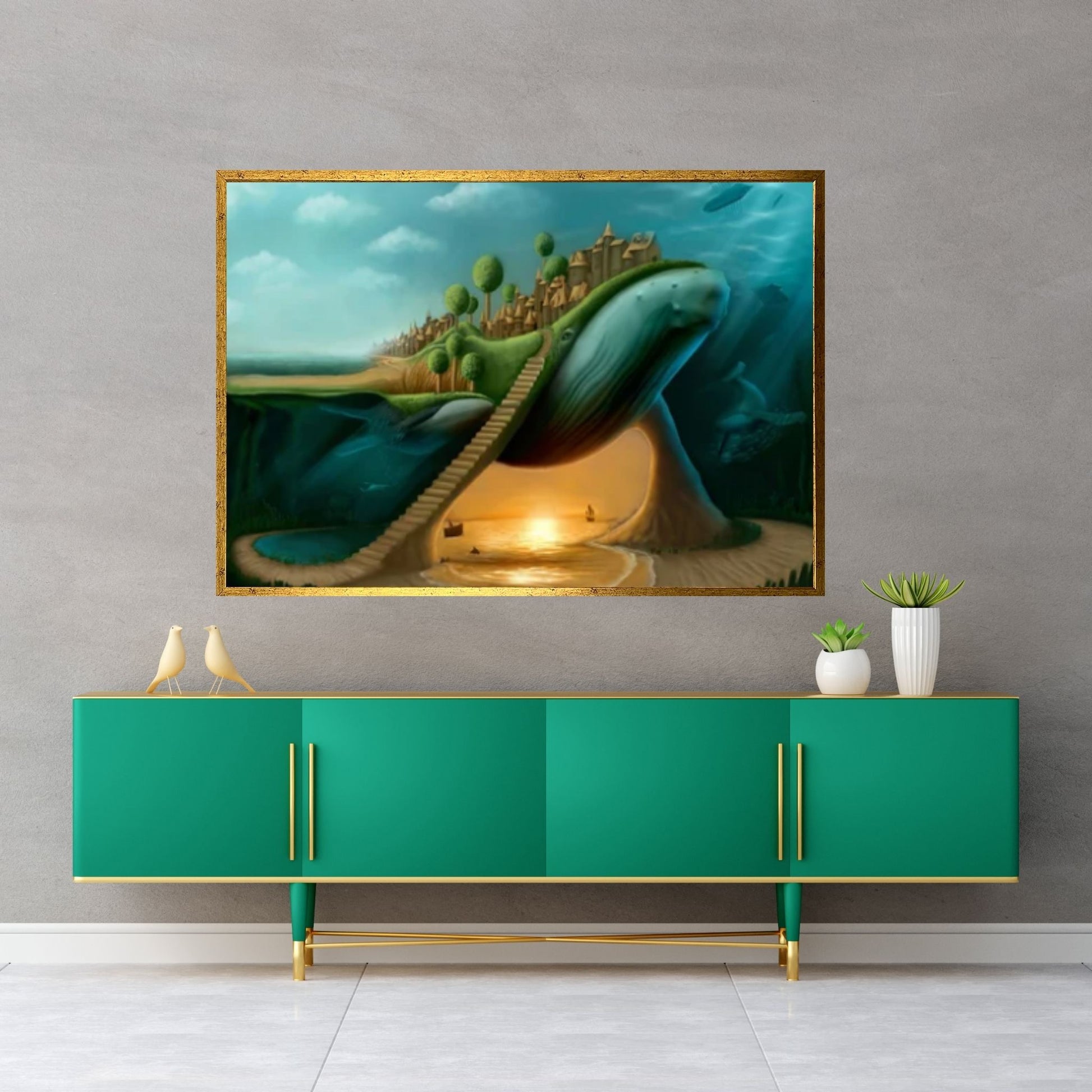 Surrealism Artwork, Framed Surreal Canvas, Abstract Scenery - Y Canvas