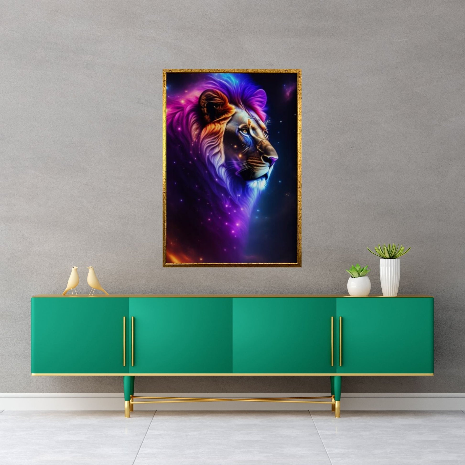 Animal Lion Canvas Wall Art, Creative Animal Modeling Wall Art - Y Canvas