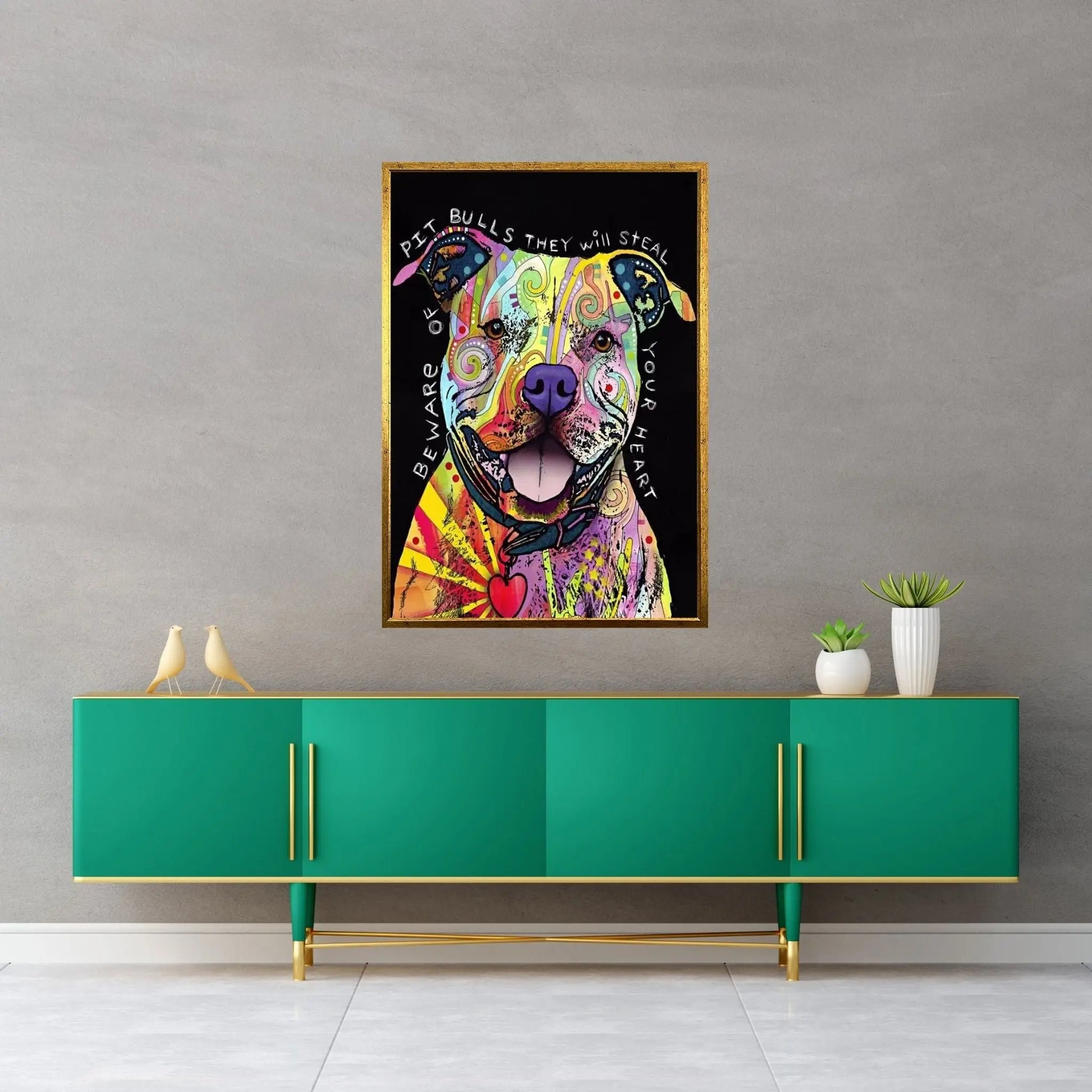 Beware of Pit Bulls Canvas Wall Art - Y Canvas