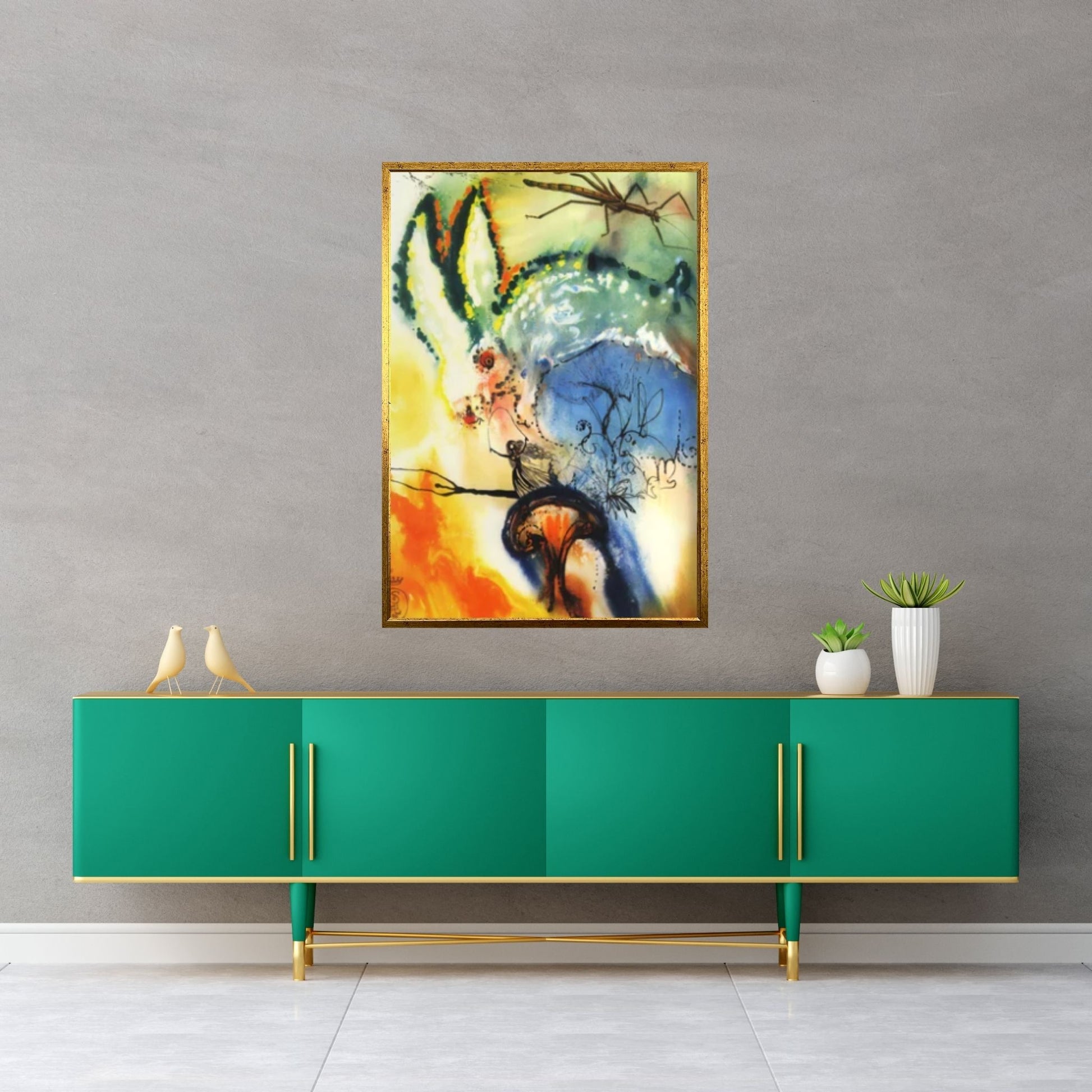 Salvador Dali Down the Rabbit Hole Canvas Wall Art Print, Dali Exhibition Print, Surrealism Canvas Poster - Y Canvas