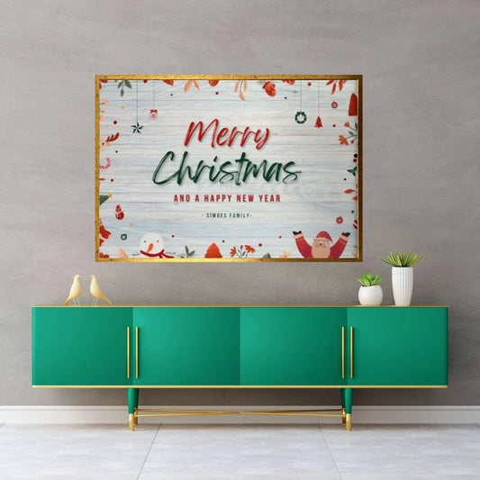 Christmas Decor Sign Personalized Custom Family Welcome Home Holiday Wall Art Canvas Print Decorations Name Sign Modern Farmhouse Wall Decor - Y Canvas