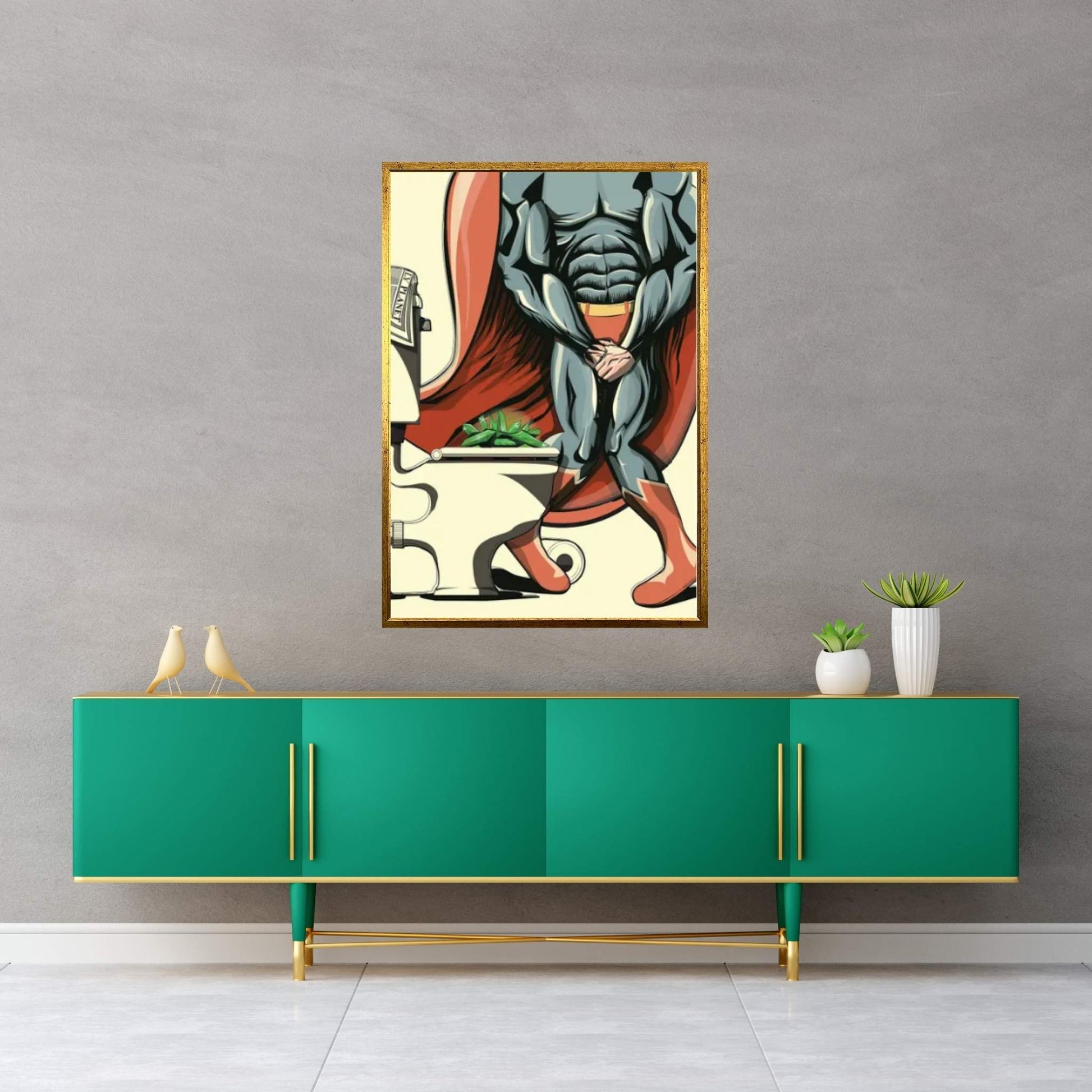 Superman's Kryptonite On The Toilet Canvas Wall Art - Y Canvas