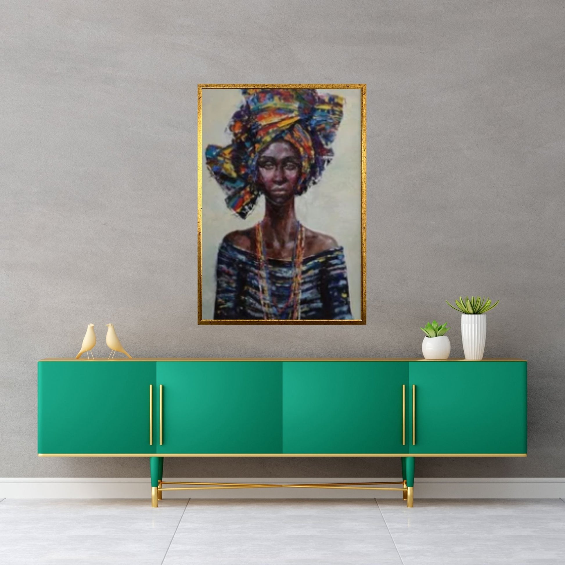 American Afro Black Woman Portrait, African Woman Makeup Wall Art - Y Canvas