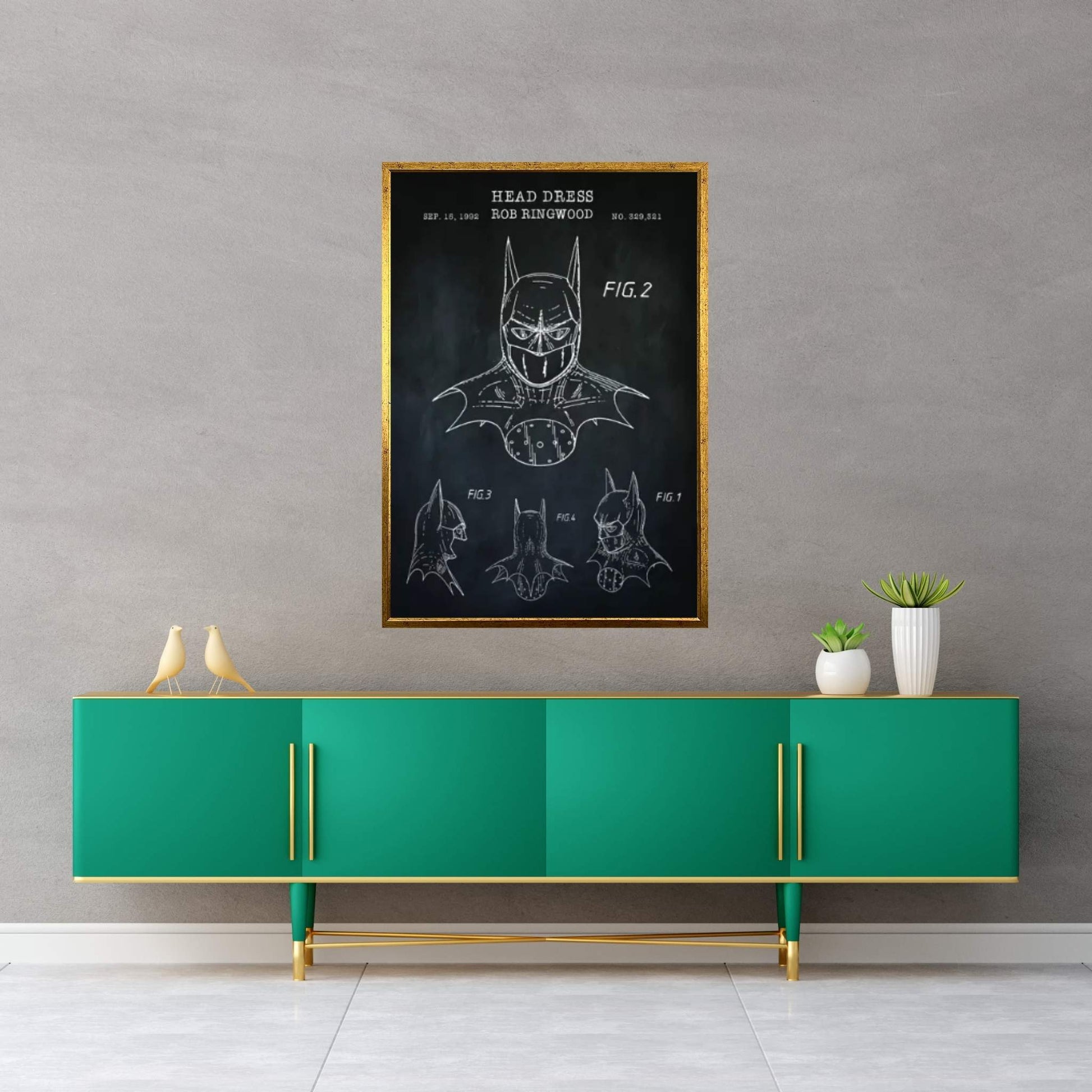 Batman Cowl, Black Canvas Wall Art - Y Canvas