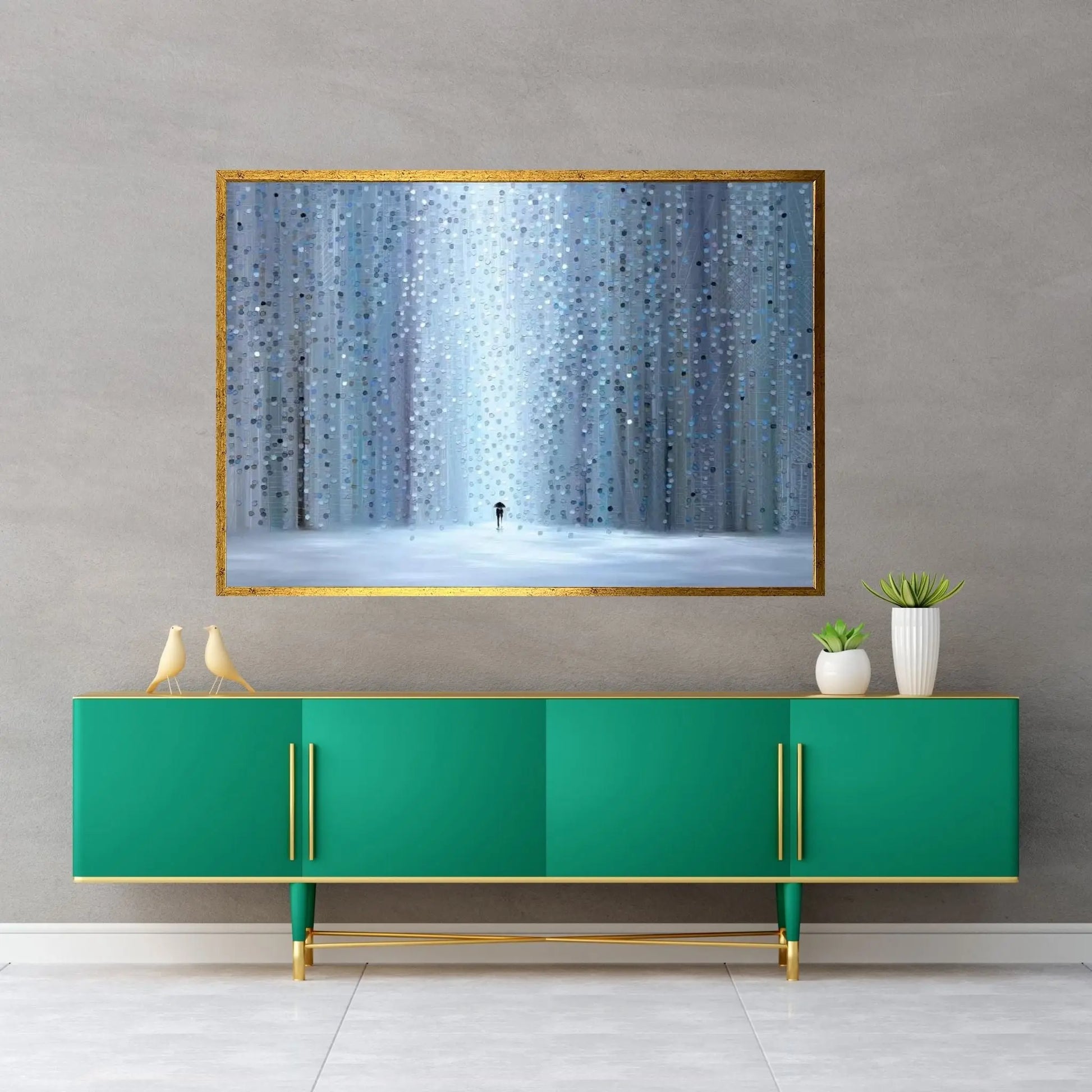 Rainy Stroll Canvas Wall Art - Y Canvas