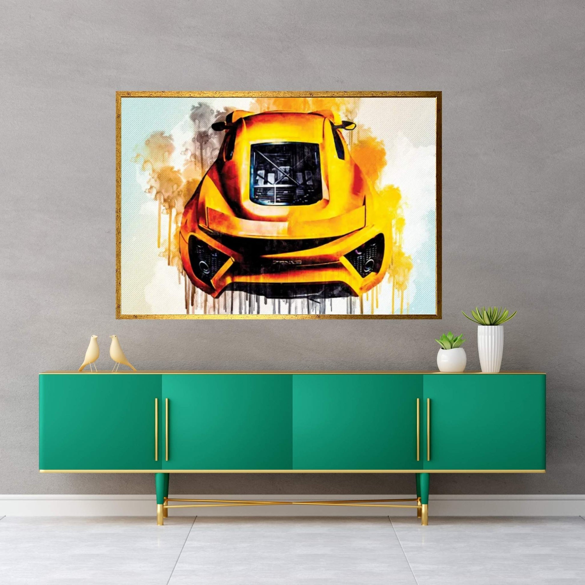 Zenvo St1 Danish Supercar Exterior Front View Yellow St1 Hypercar Canvas Wall Art - Y Canvas