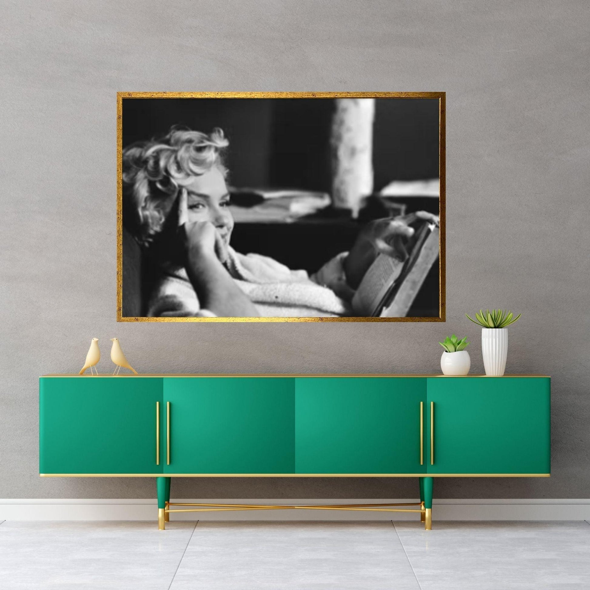 Marilyn Monroe Art Canvas Wall Art -Marilyn Wall Art - White Bath Robe B&W Poster Canvas - Y Canvas