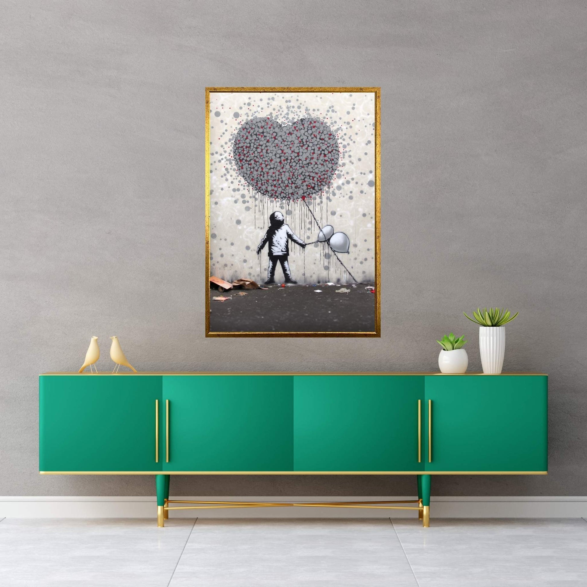 Banksy Child Heart and Balloon Canvas Wall Art Home Decor - Y Canvas