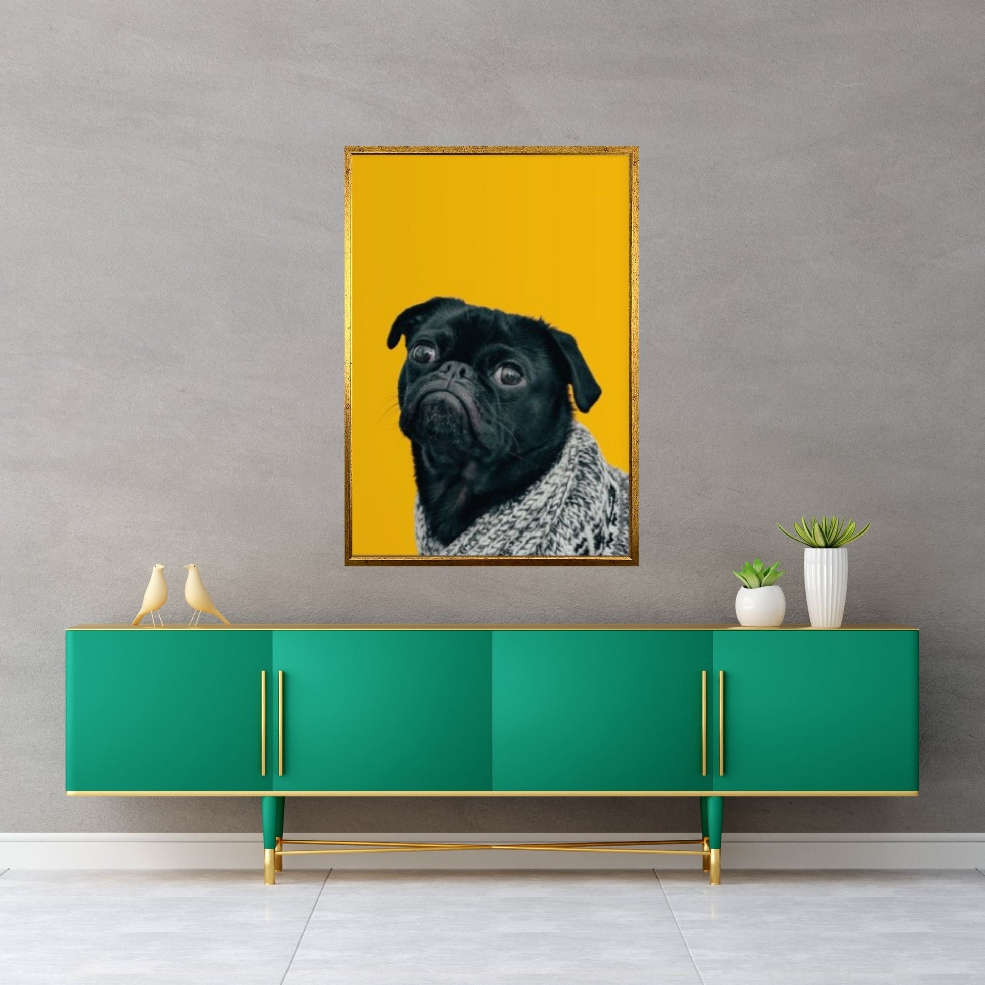 Pop Art Pug Dog Canvas Print Wall Art, Fanny Retro Art - Y Canvas