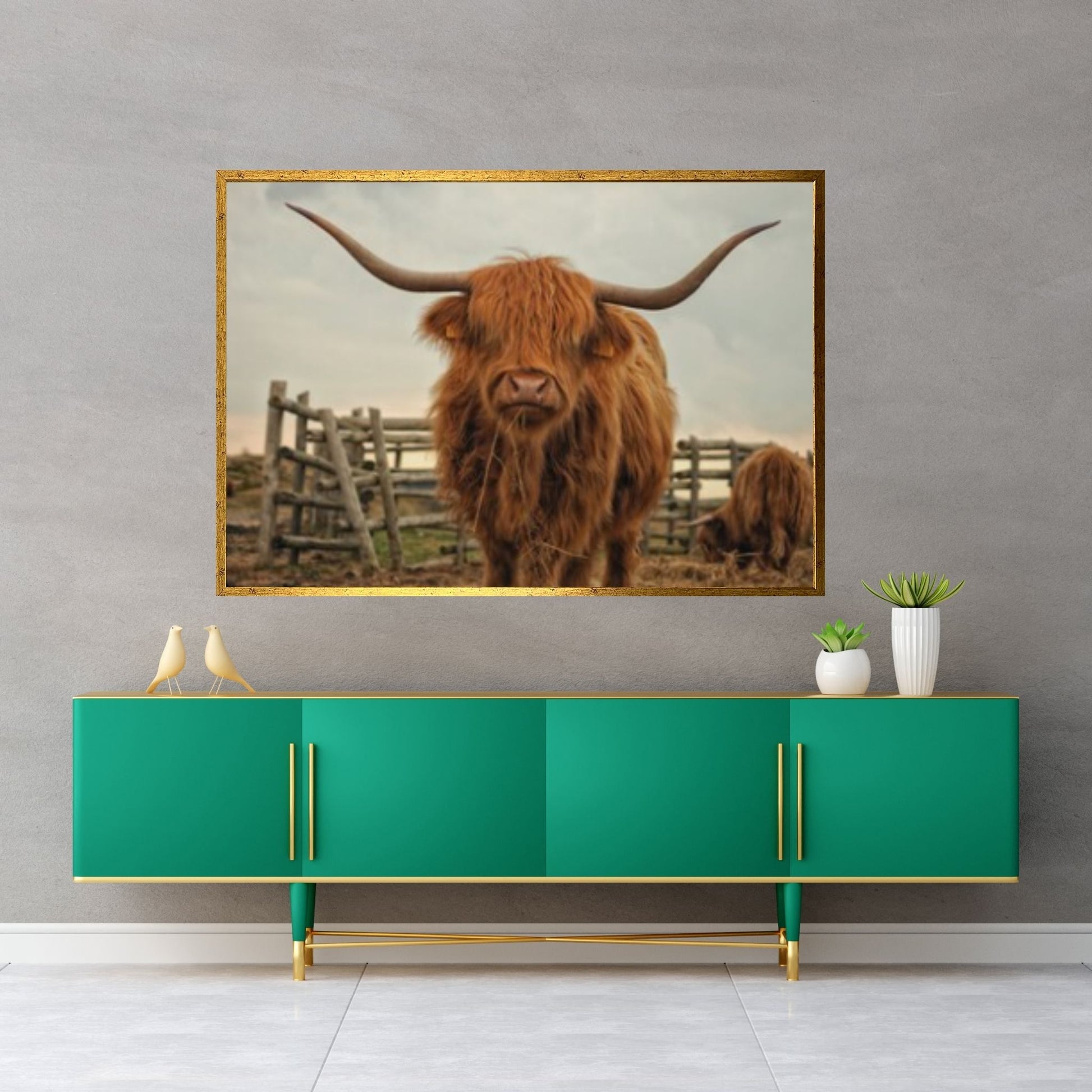 Highland Cow Wall Art | Highland Cow Animal Canvas Wall Art - Y Canvas