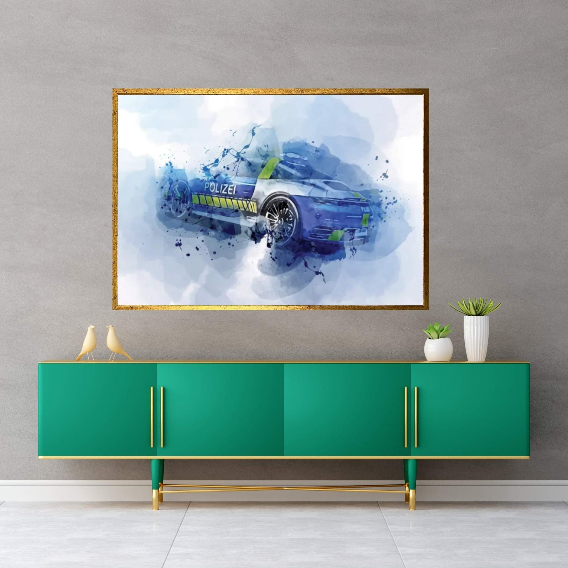 2021 Porsche X11 Cabriolet Police Supercar Canvas Wall Art - Y Canvas