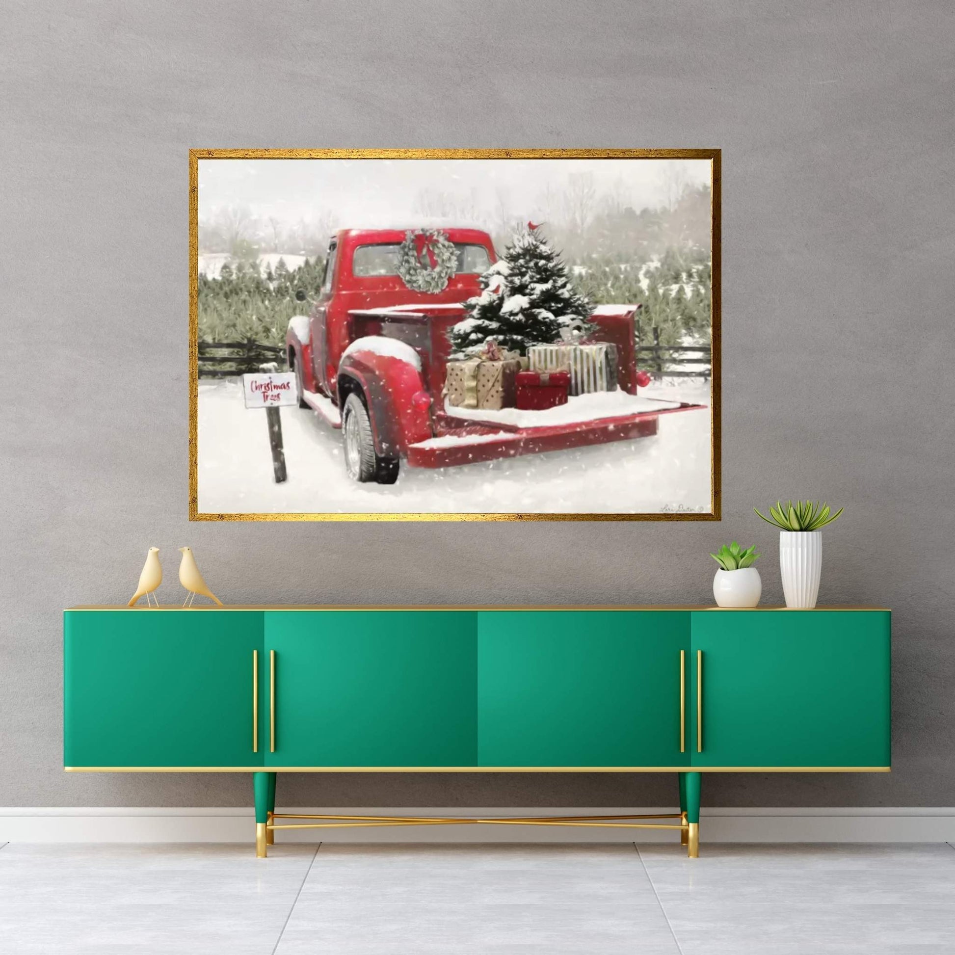 Truck Full Of Presents Canvas Wall Art - Y Canvas