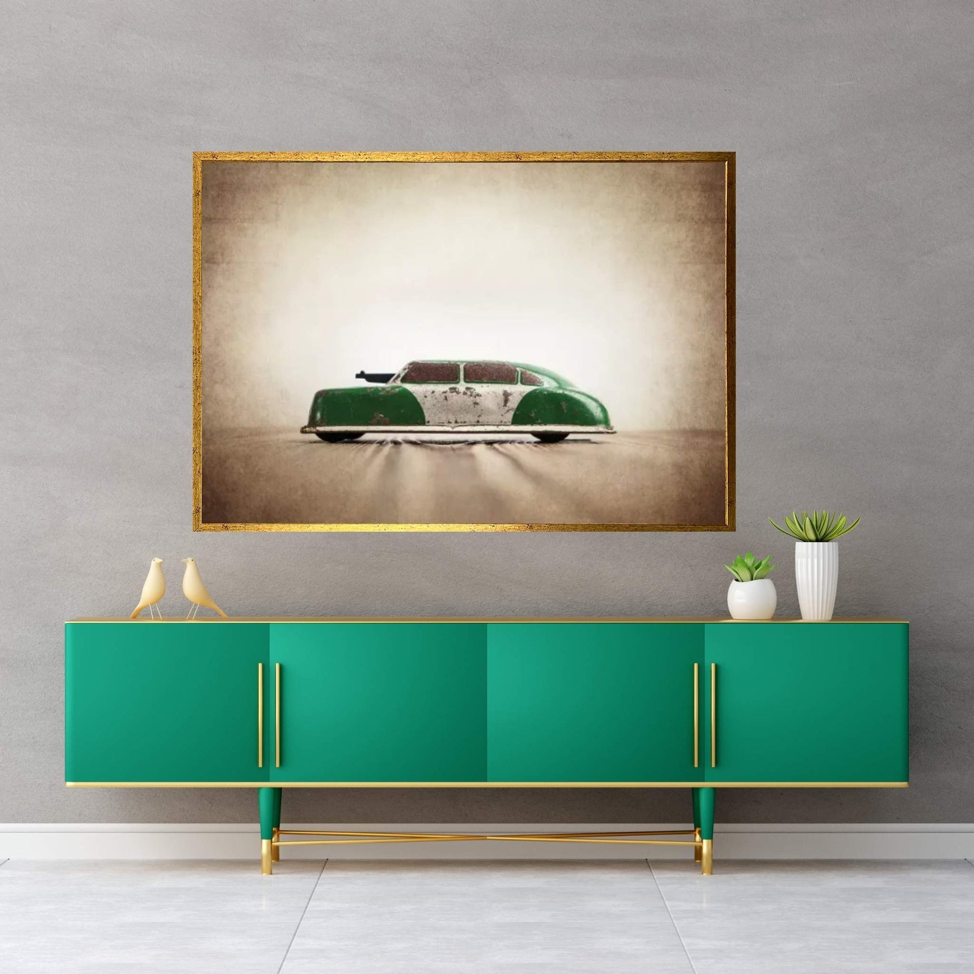 ARGO Green And White Canvas Wall Art - Y Canvas