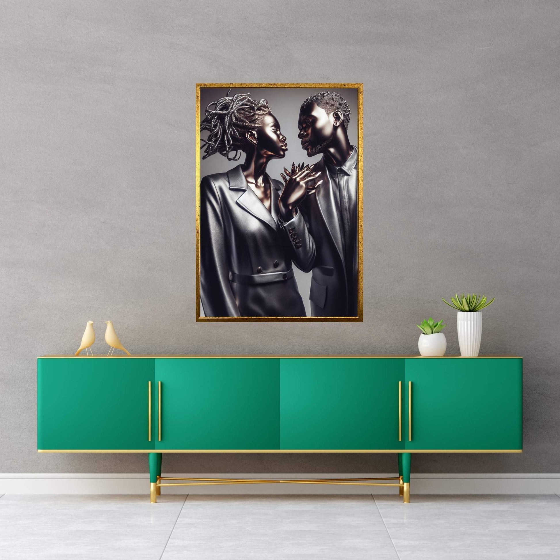 Metalic Love Couple Canvas Wall Art - Y Canvas