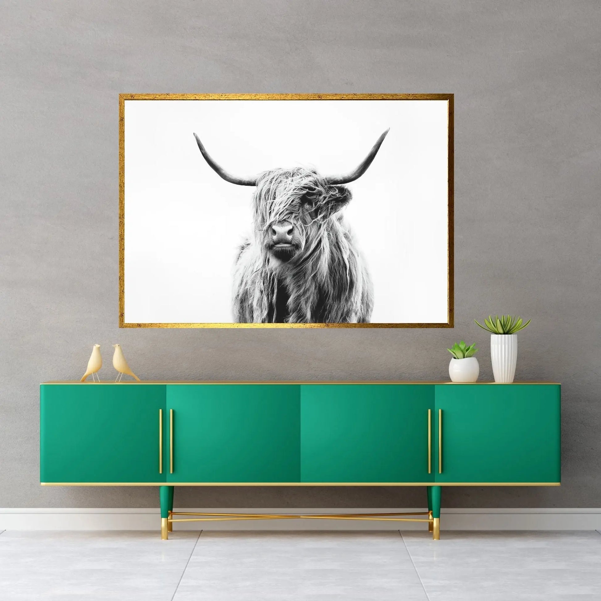 Portrait Of A Highland Cow Canvas Wall Art - Y Canvas