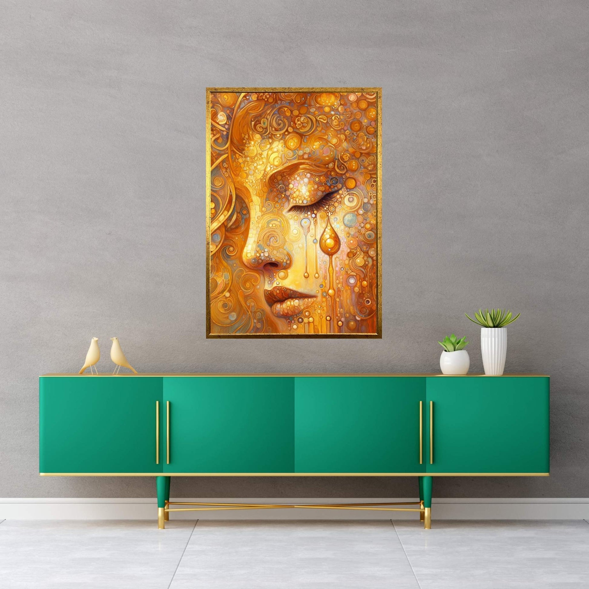 The Golden Tears Gustav Klimt Modern Abstract Reproduction Canvas Wall Art - Y Canvas