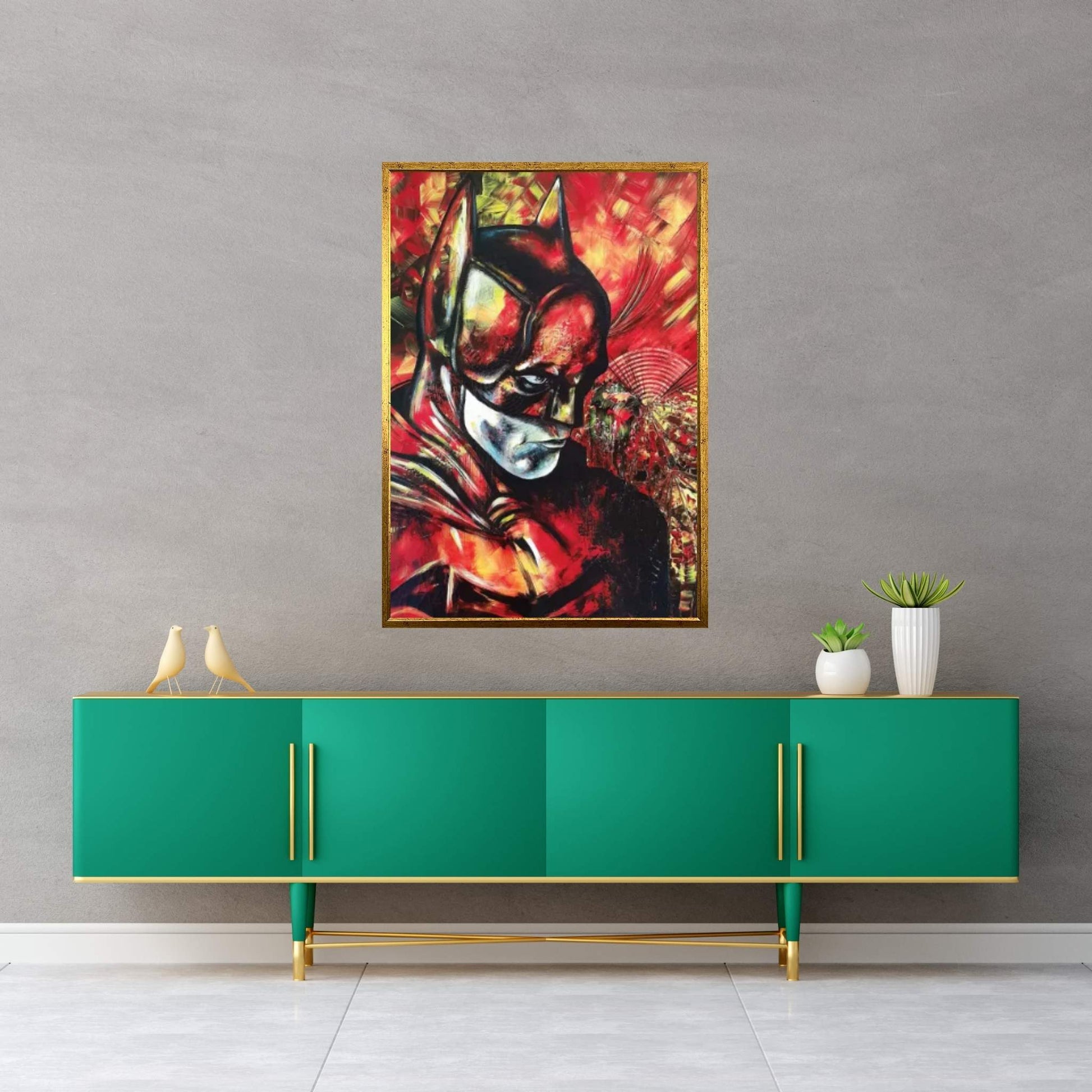 Batman On Fire Canvas Wall Art - Y Canvas