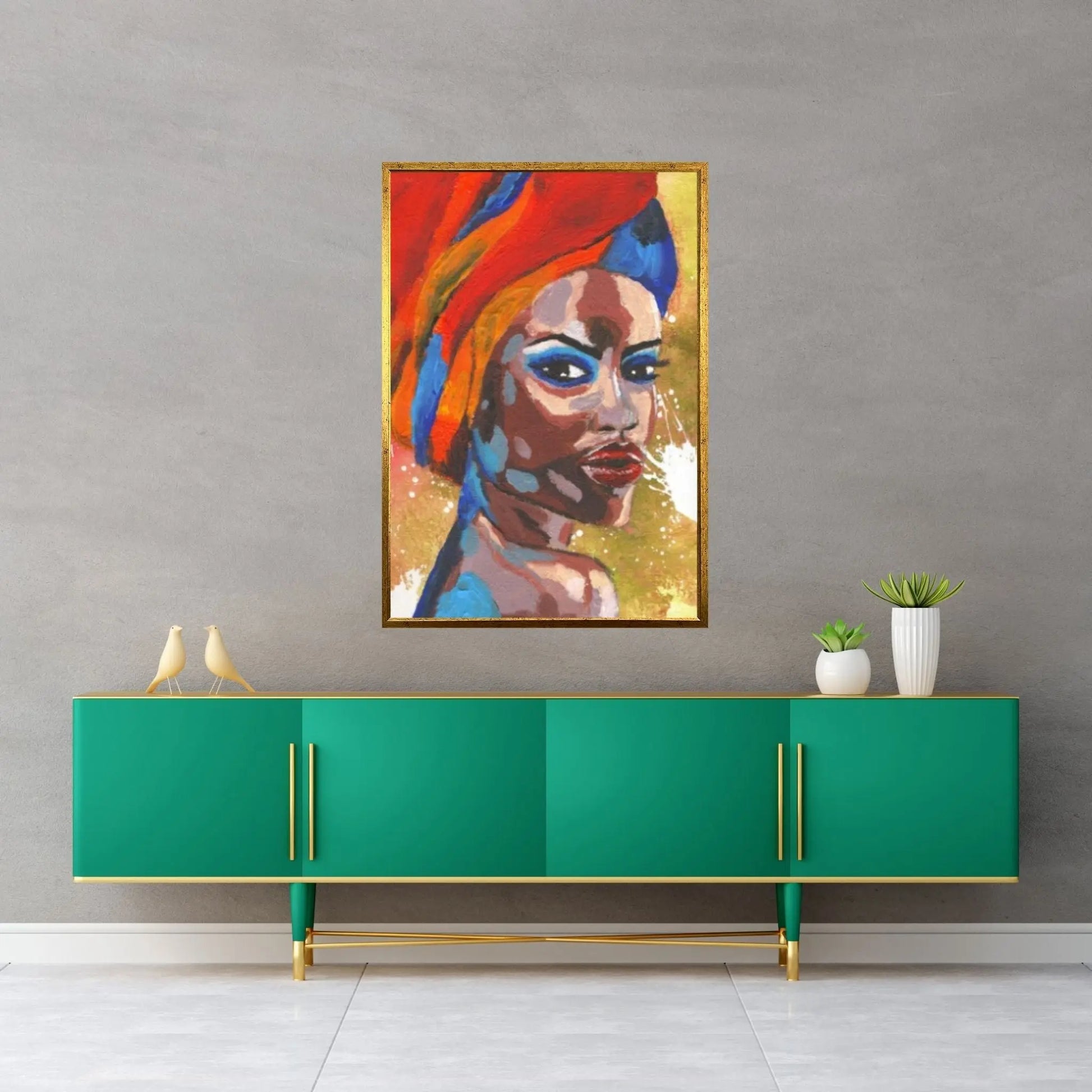 Black American Afro African Woman Indian Oil Painting on Canvas Posters and Prints Scandinavian Wall Art - Y Canvas