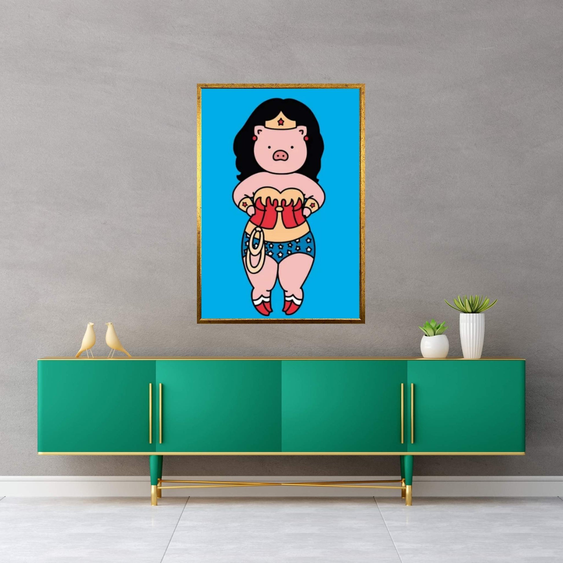 Wonder Piggy Canvas Wall Art - Y Canvas