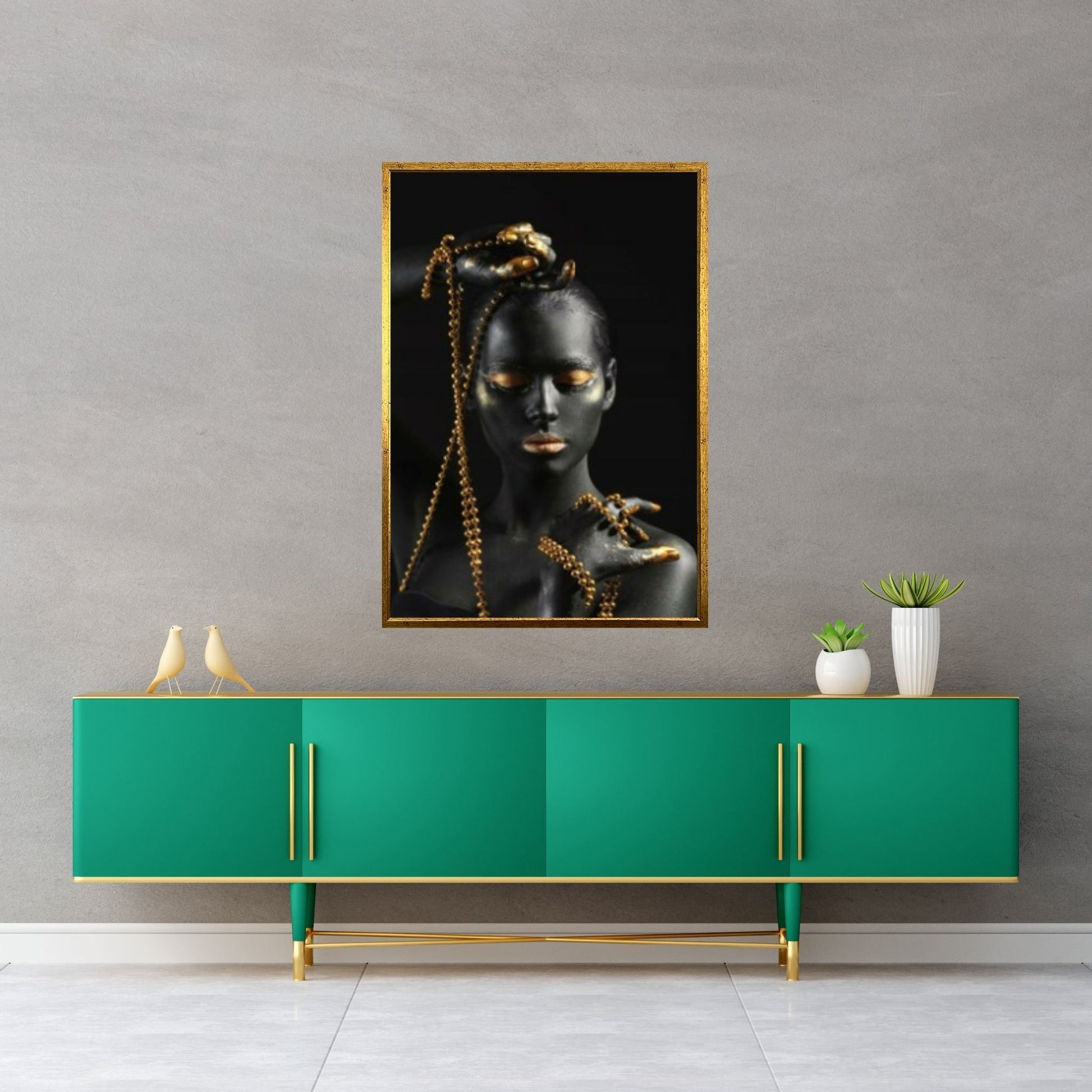 Gold Detailed Woman Canvas Wall Art, Gold Chain Canvas, Beautiful Woman Canvas Art - Y Canvas