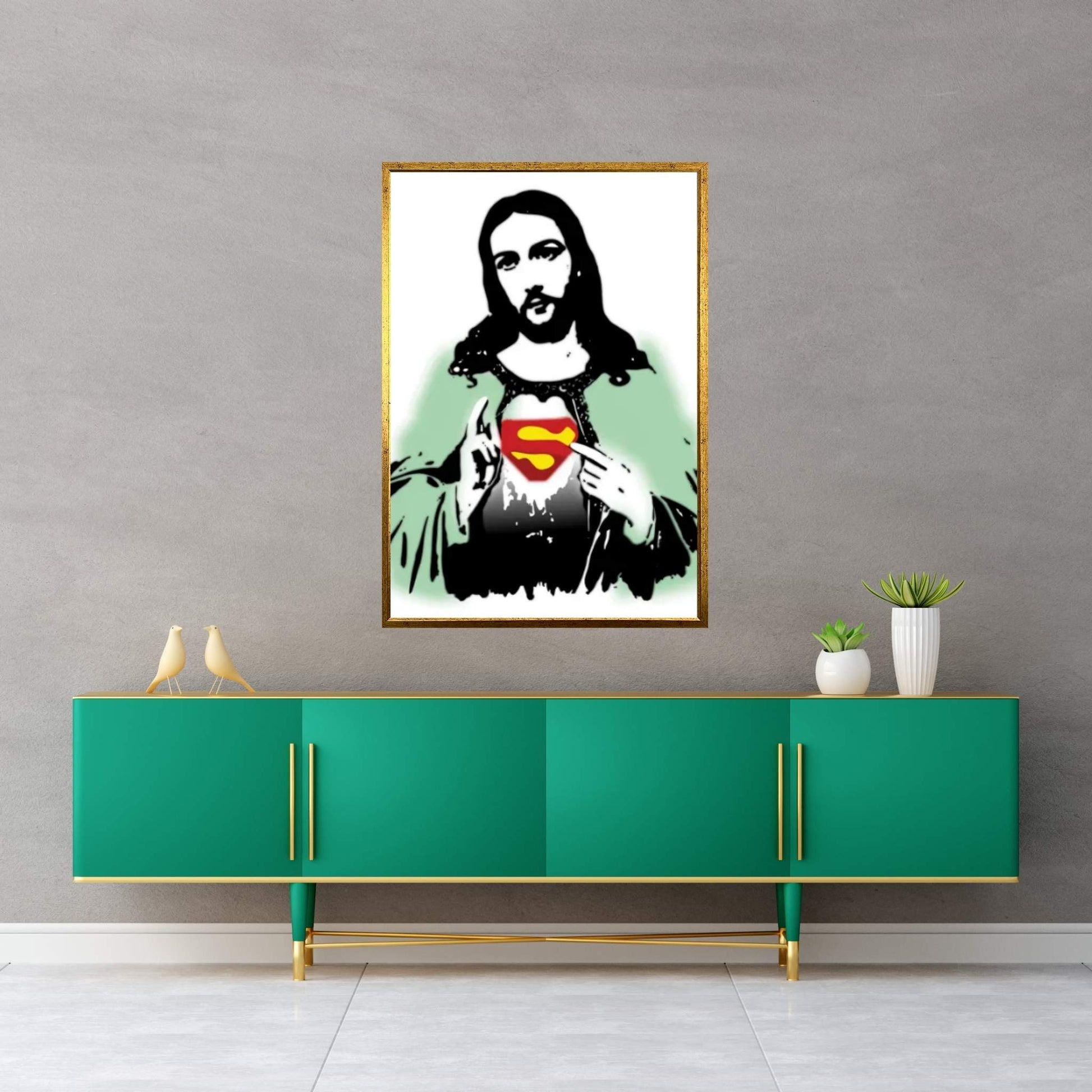 OMG - Jesus Christ Superman Canvas Wall Art - Y Canvas