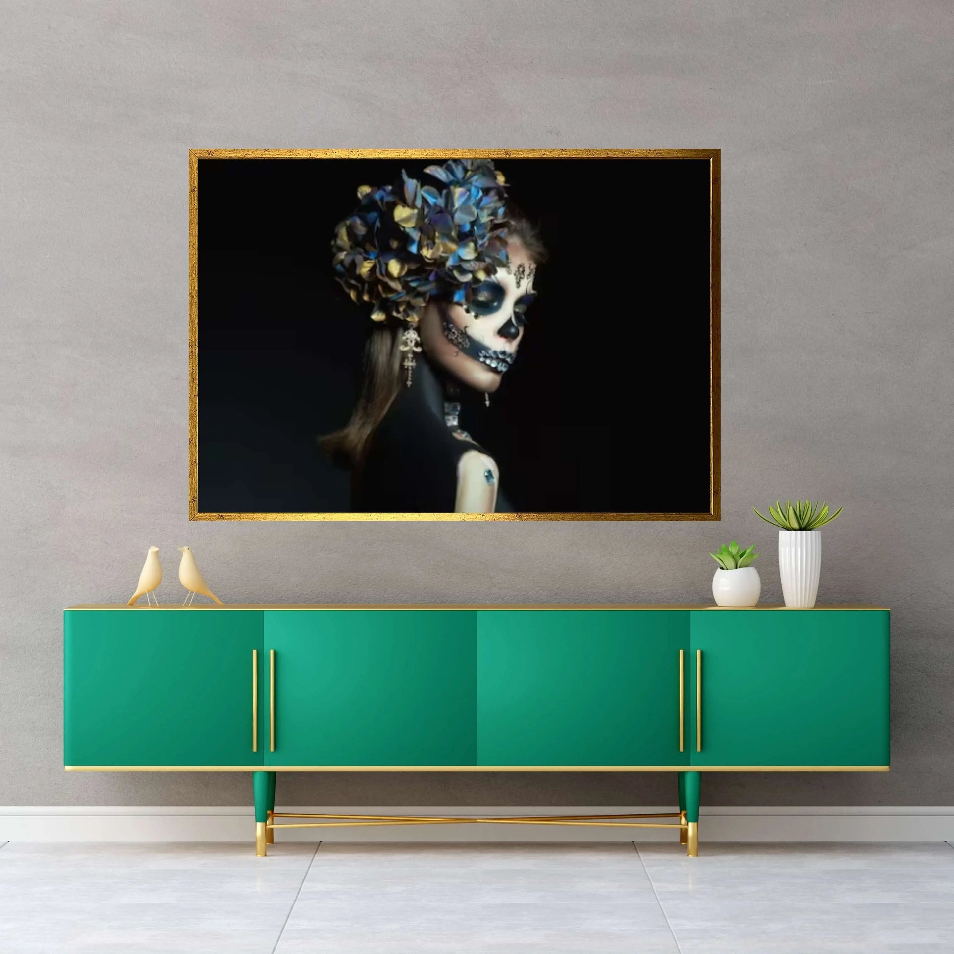 Thoughtful Skeleton Skull Woman Halloween Canvas, Wall Art Canvas Design - Y Canvas