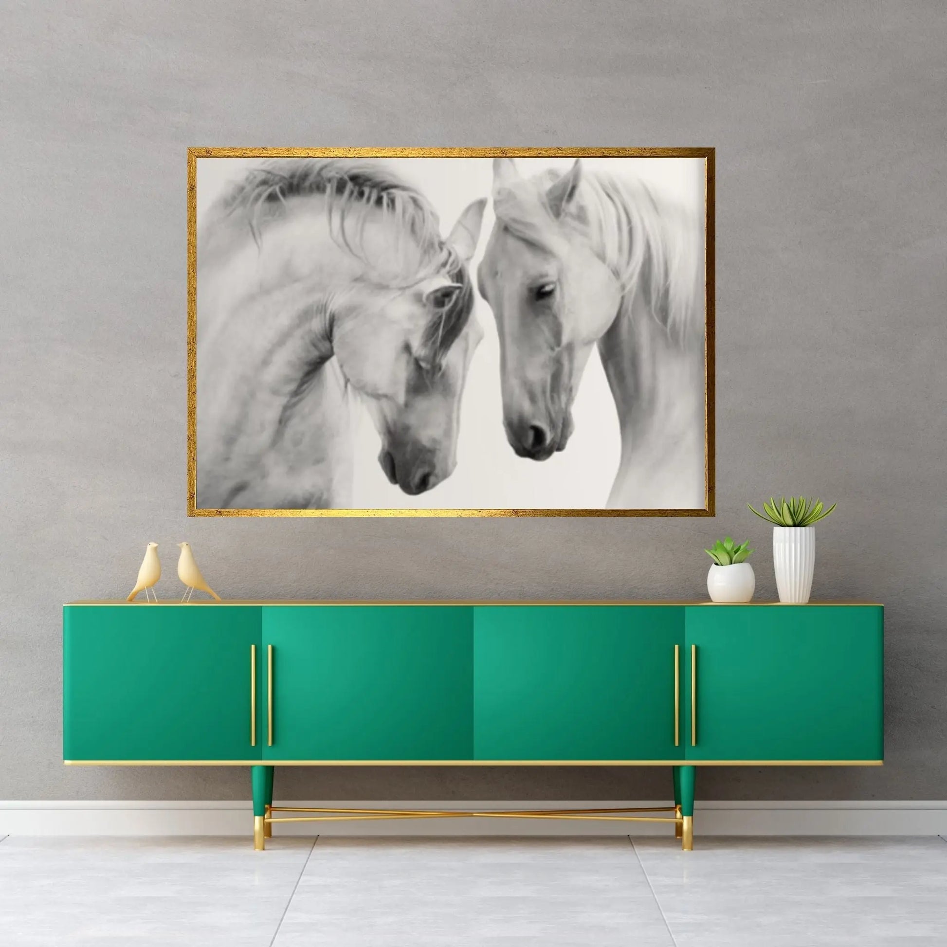 Horses Black White Canvas wall Art Home Decor - Y Canvas