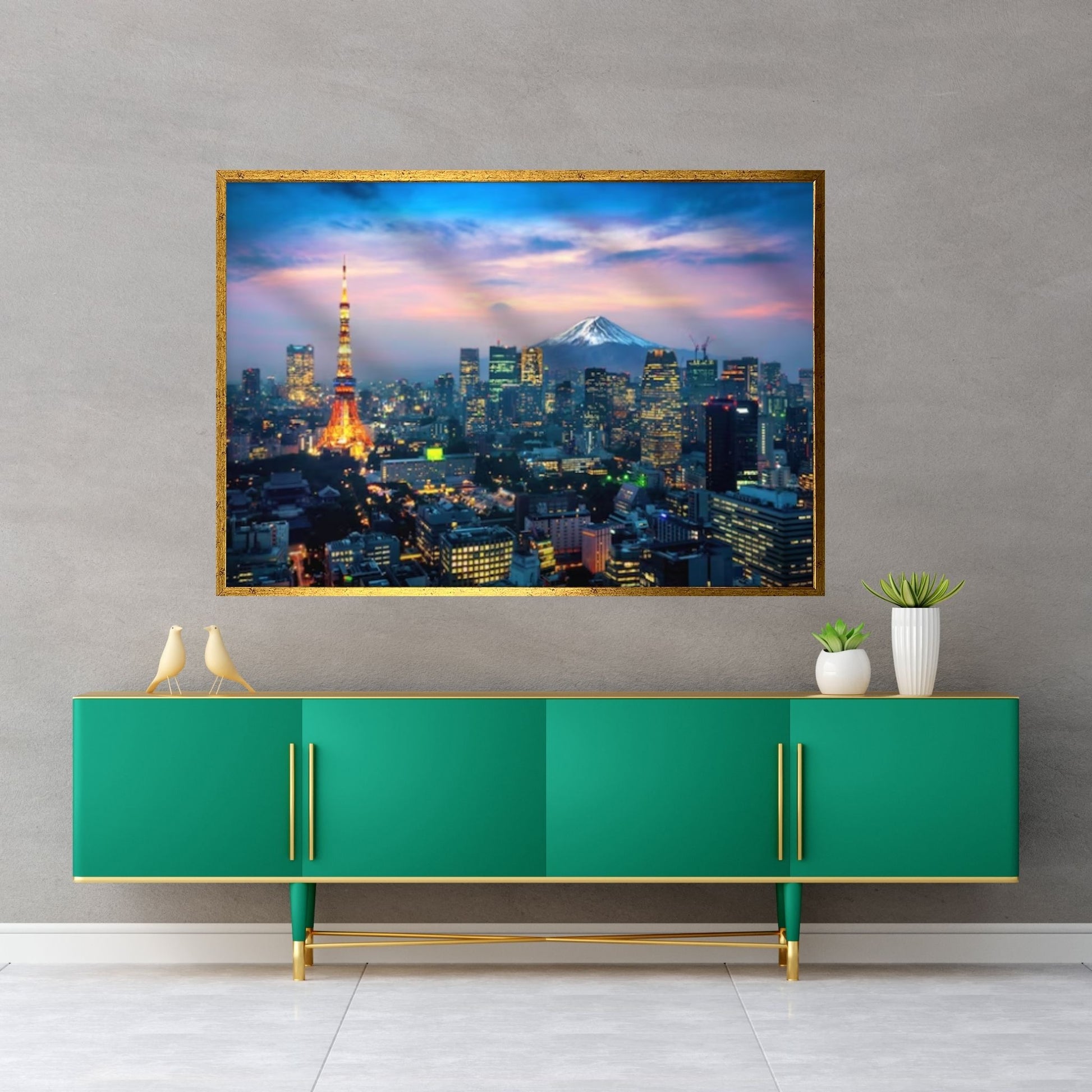 Night Tokyo Canvas Wall Art, Tokyo Poster, Tokyo Photo Japan Cityscape, Tokyo Skyline Canvas Art - Y Canvas