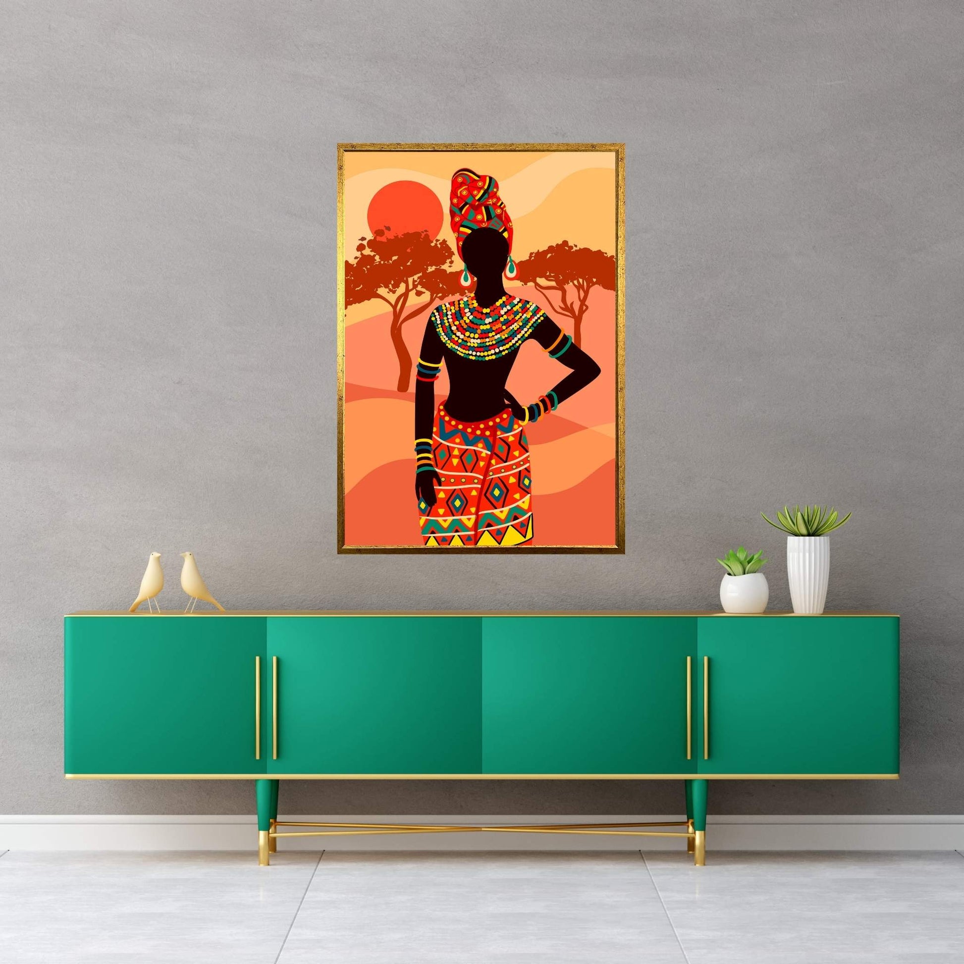 African Black Woman Canvas Wall Art Home Decor - Y Canvas