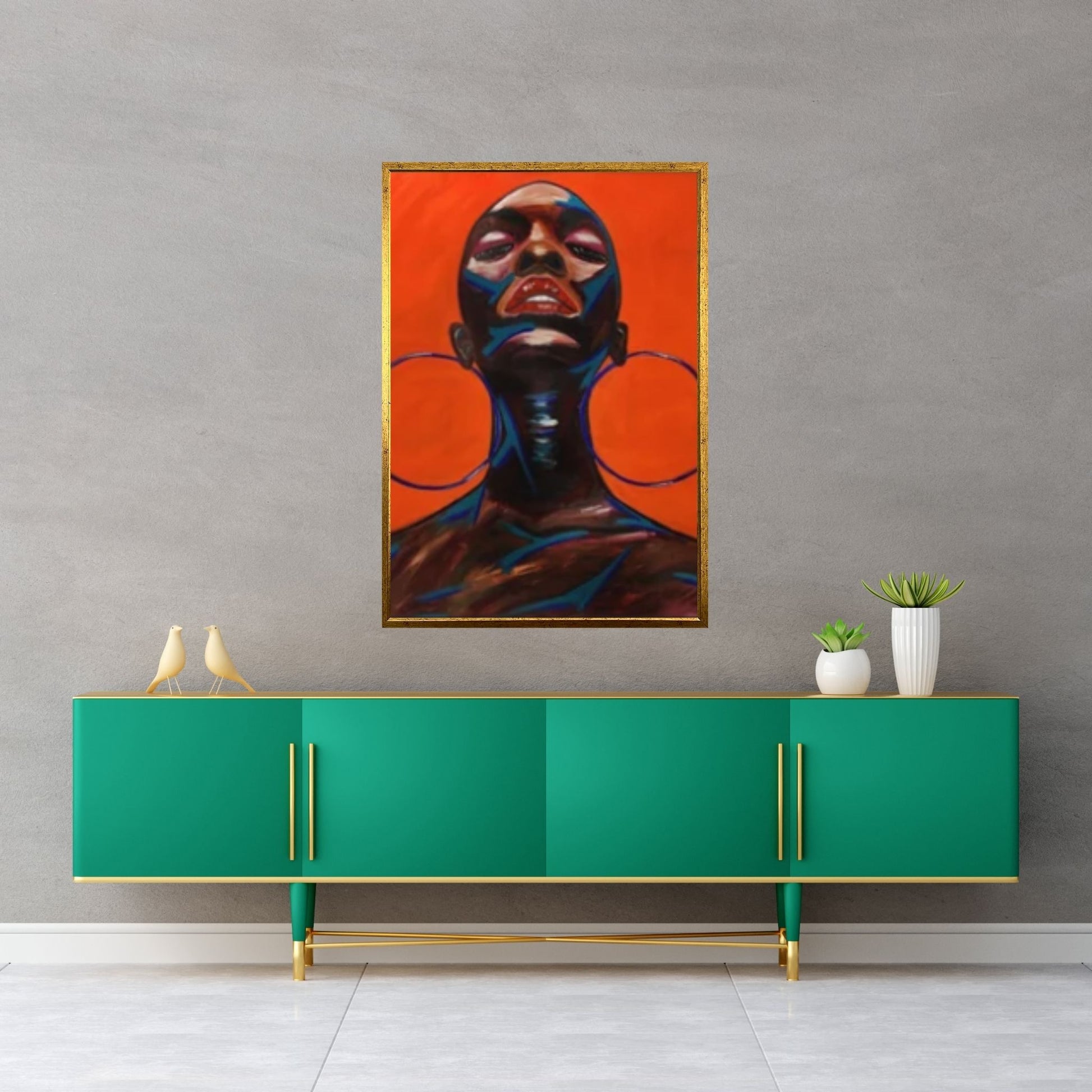 Black Woman Portrait, Afro Art, African Woman Makeup Wall Art - Y Canvas