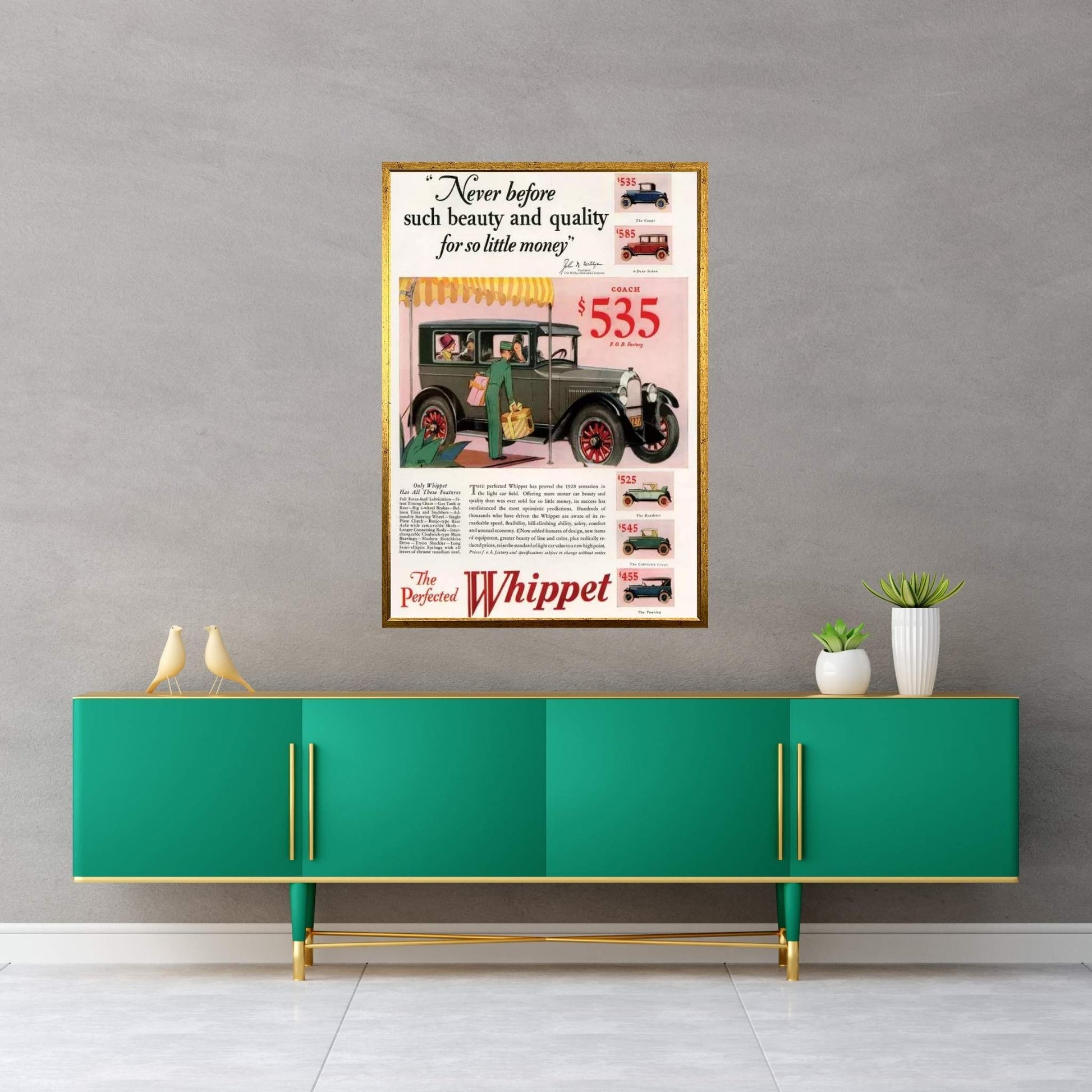 1920s Willys-Knight Magazine Advert Canvas Wall Art - Y Canvas