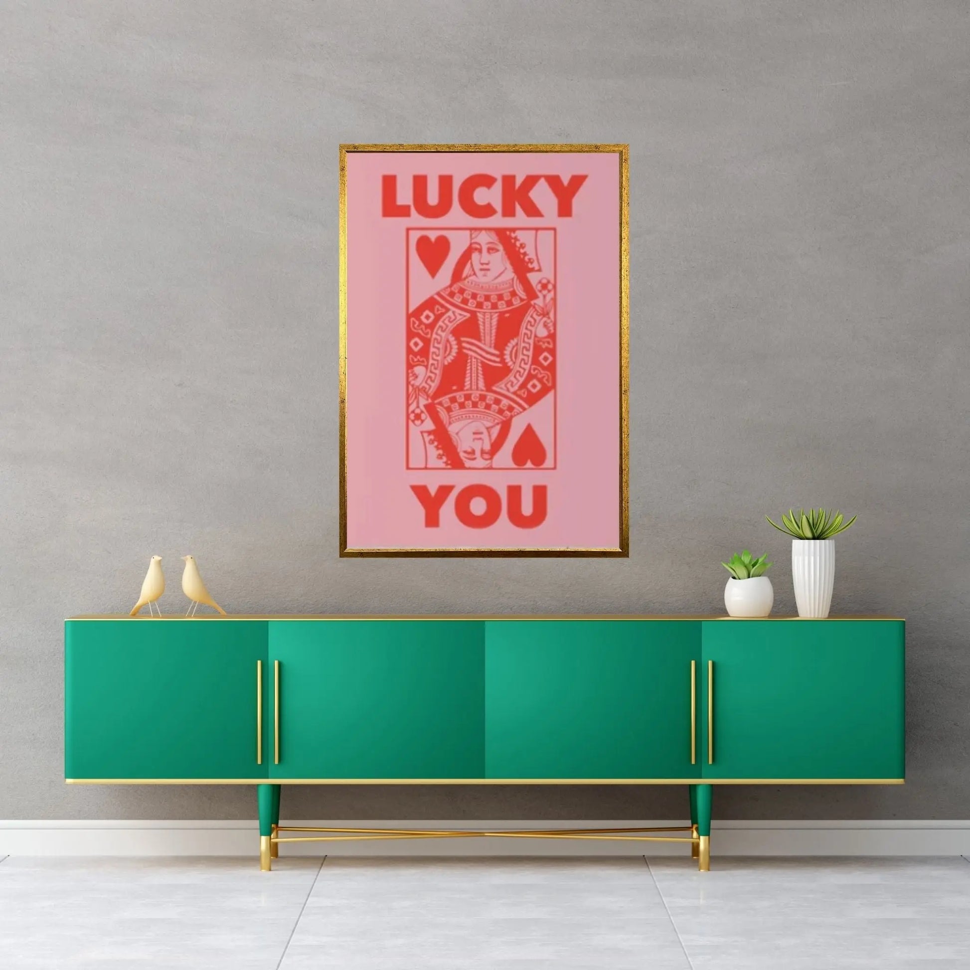 Trendy Retro wall art, Lucky You Canvas Wall Art Print, Trendy Wall Art - Y Canvas