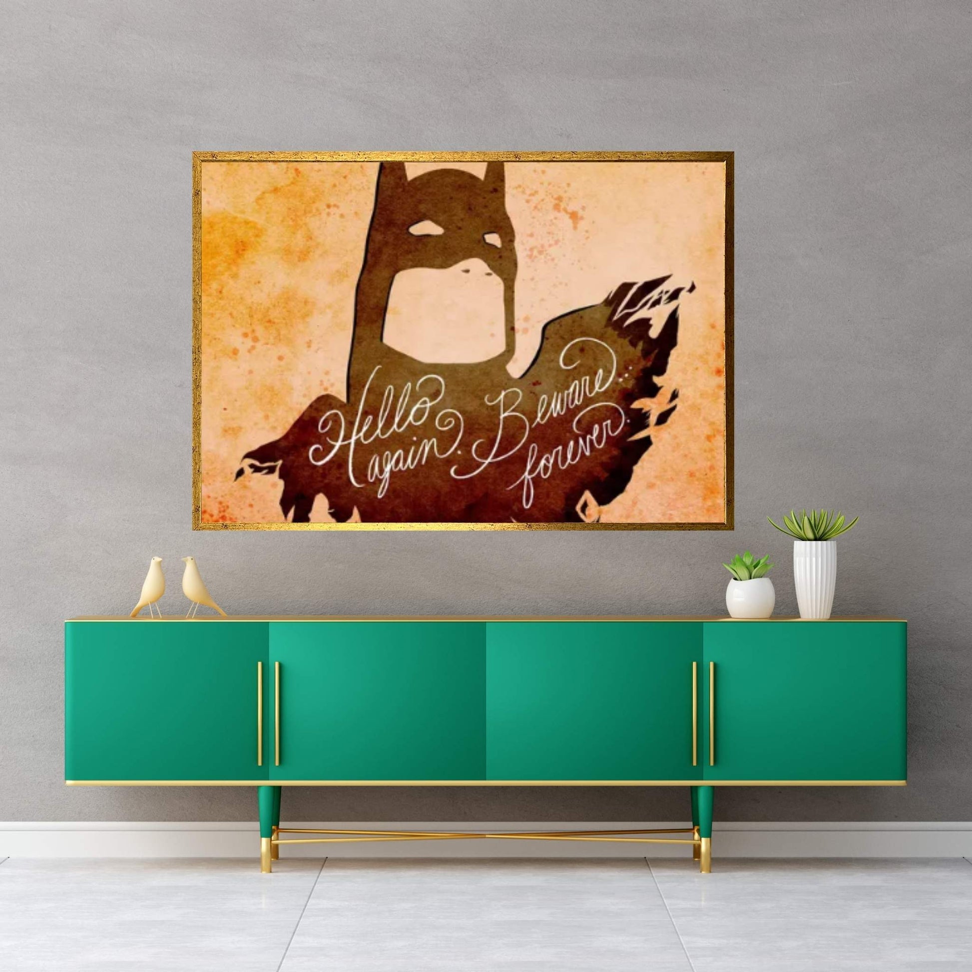 Hello Again. Beware Forever. Canvas Wall Art - Y Canvas