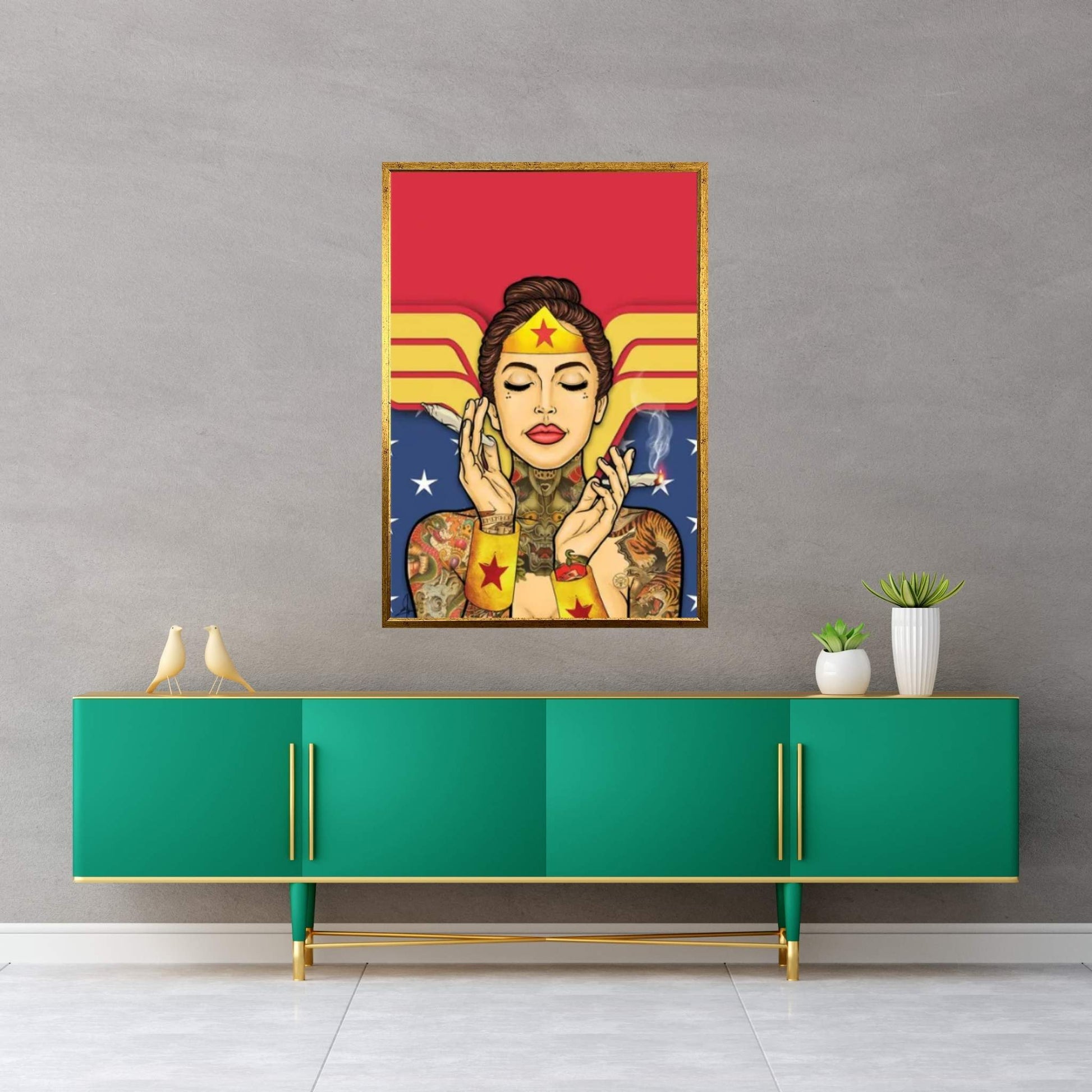 Wonder Woman Stoner Canvas Wall Art - Y Canvas