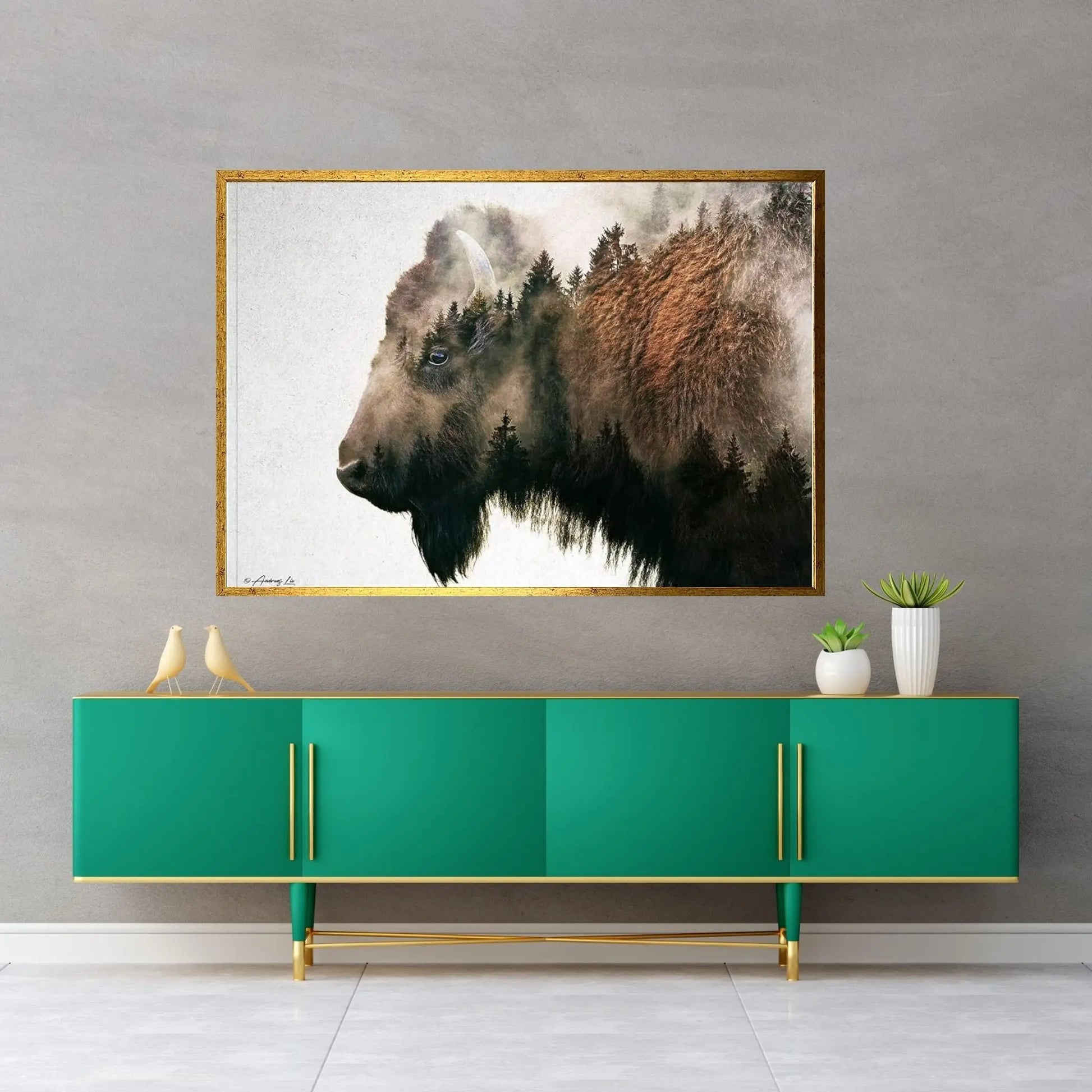 Bison Canvas Wall Art - Y Canvas