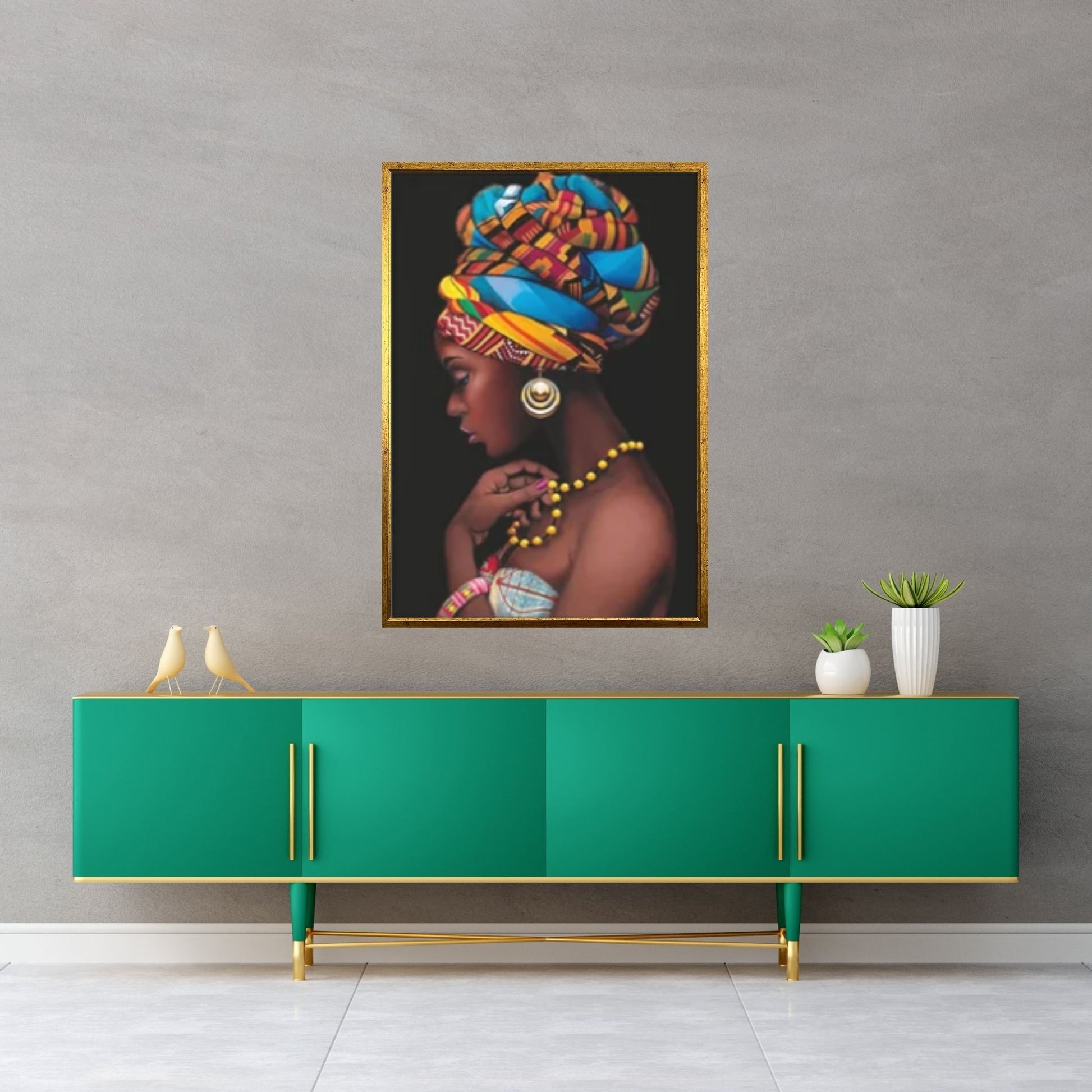 African Art Wall Decor, African Woman Makeup Wall Art, Abstract Canvas Art - Y Canvas