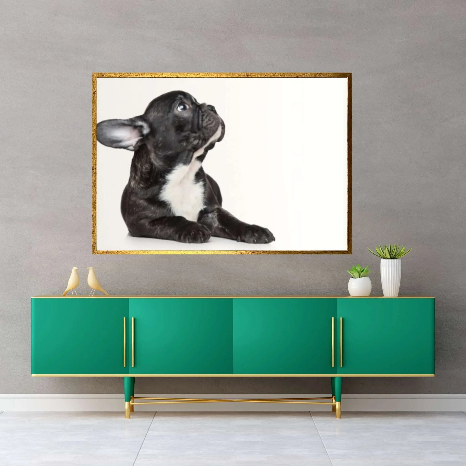 French bulldog black Canvas Wall Art Design Poster Canvas Wall Art - Y Canvas