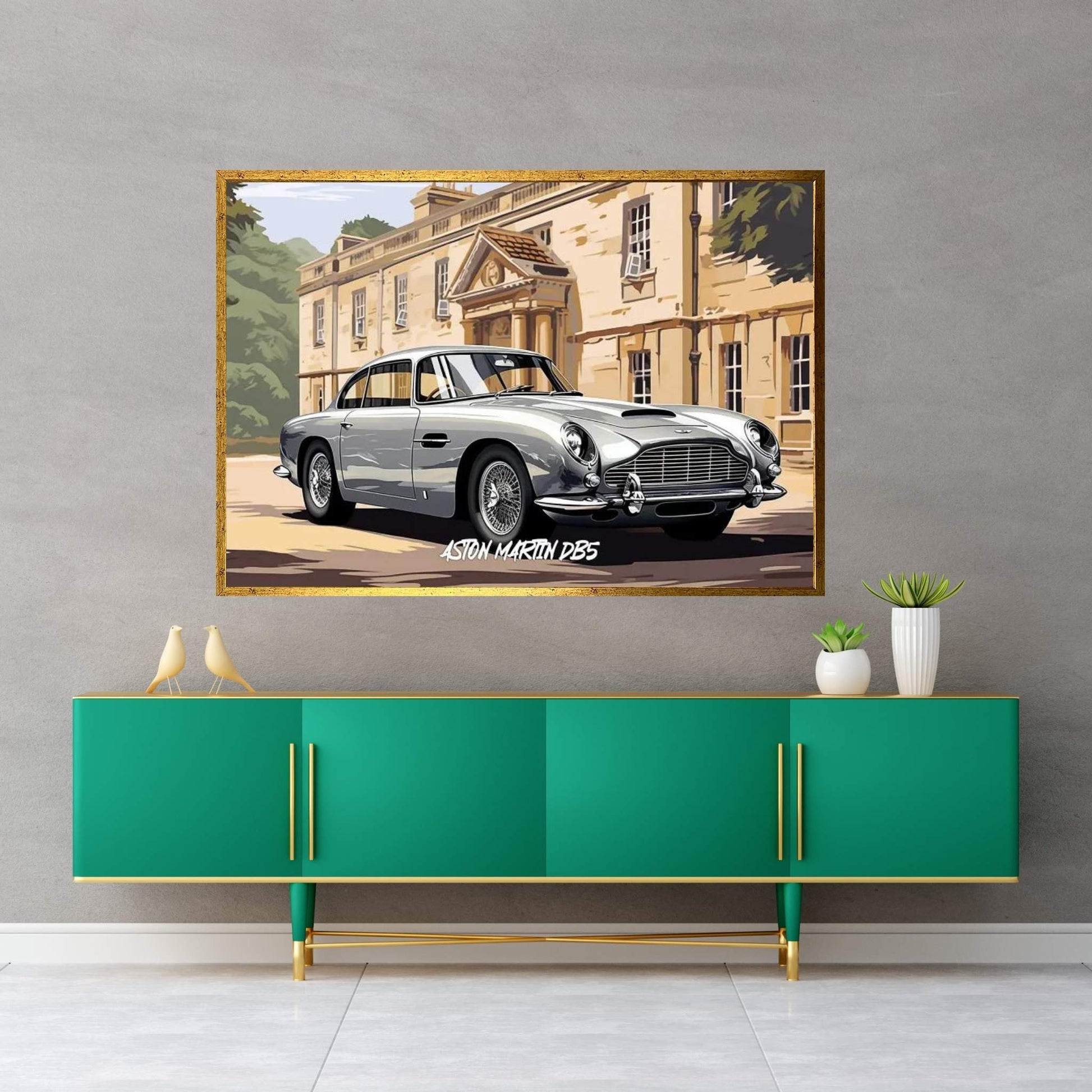 Aston Martin DB5 Comic Canvas Wall Art - Y Canvas