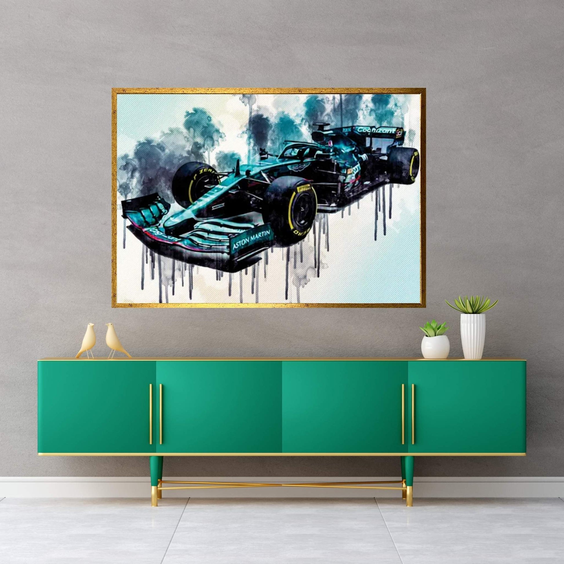 Formula 1 2021 Aston Martin Amr21 Front View Exterior F1 2021 Race Cars Canvas Wall Art - Y Canvas