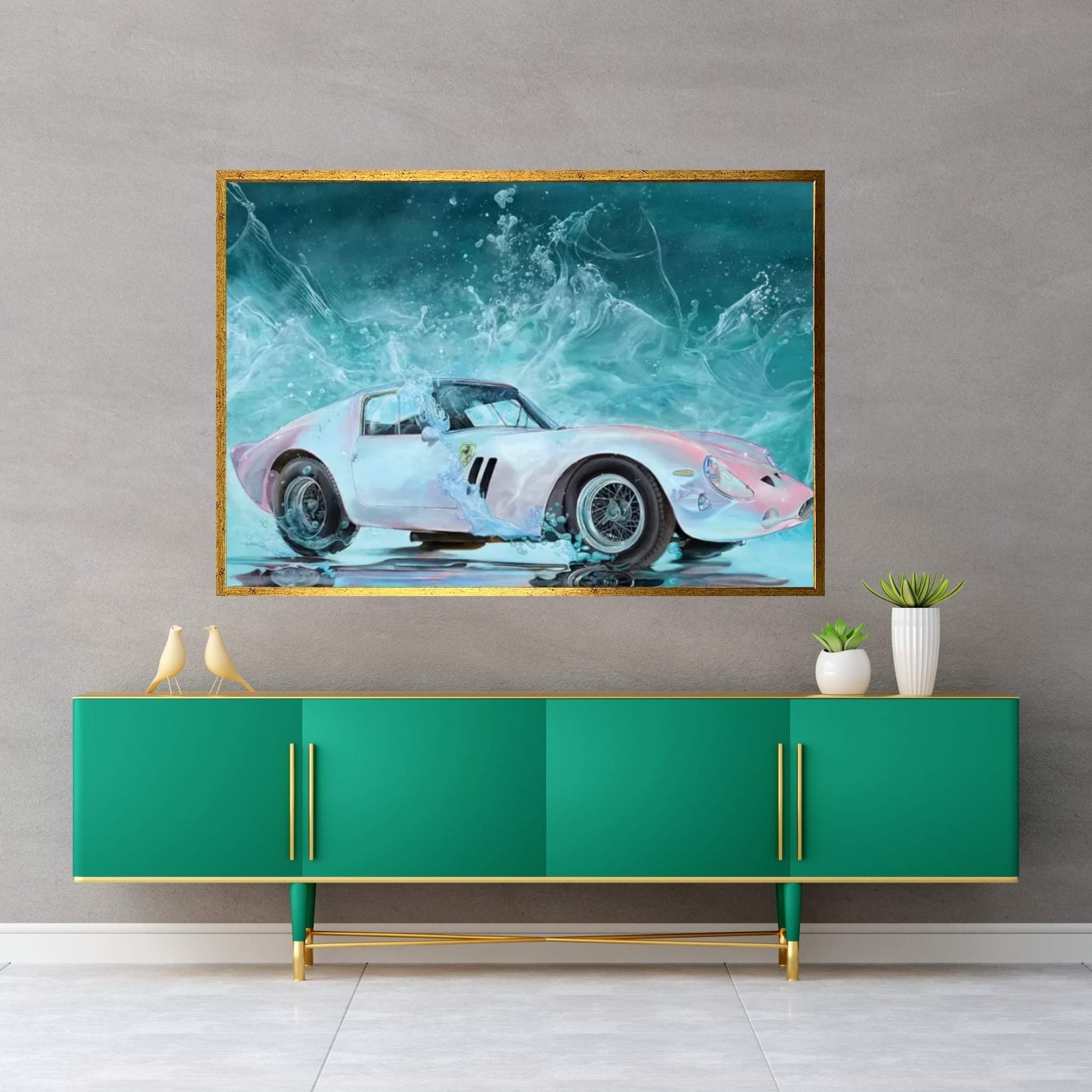 Pink Ferrari Canvas Wall Art - Y Canvas